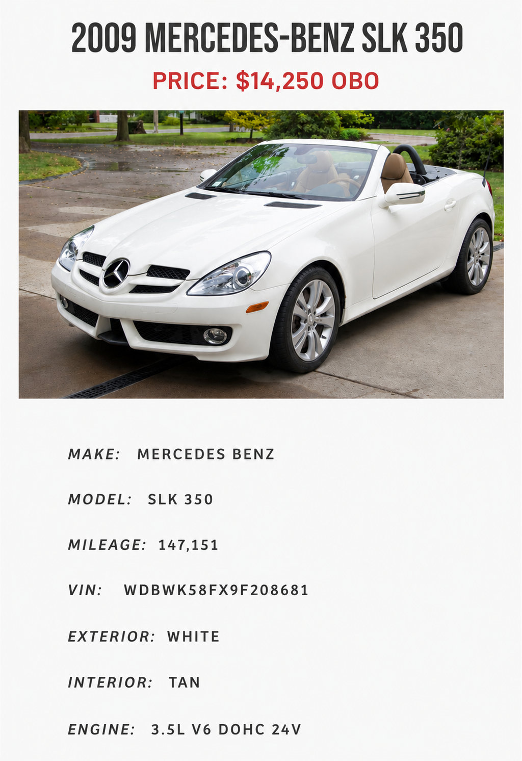2009 Mercedes-Benz SLK 350 Roadster – Luxury Hardtop Convertible