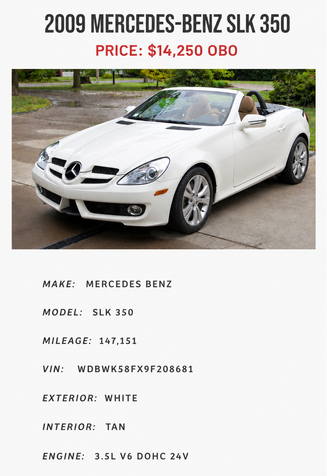 2009 Mercedes-Benz SLK 350 Roadster – Luxury Hardtop Convertible