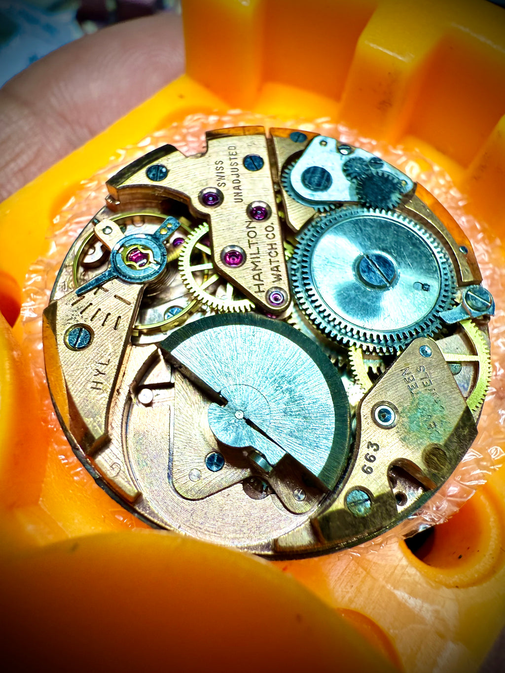M# 1417 hamilton Thinomatic movemnet only with dial and hands working