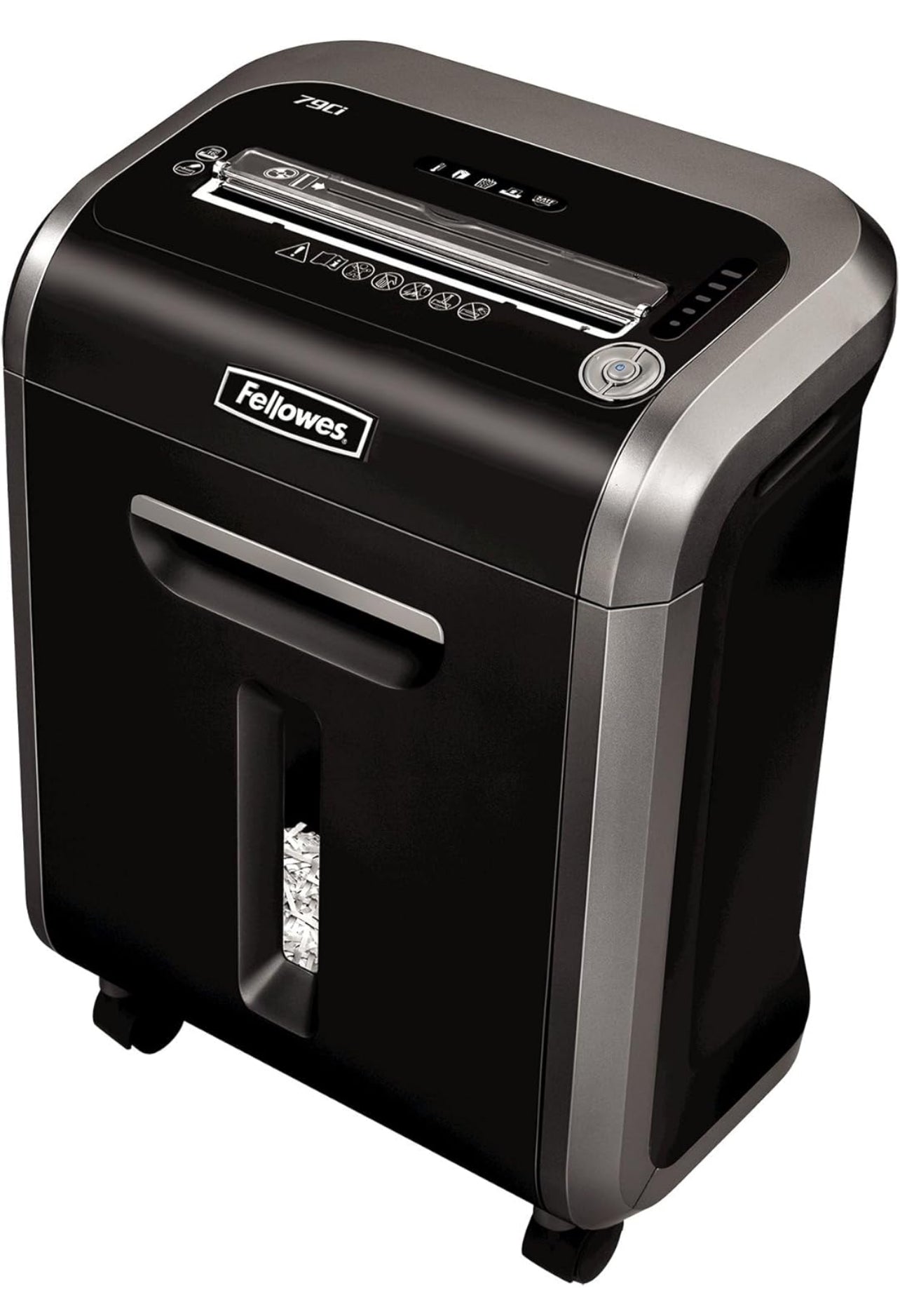 Fellowes ‎Powershred 79Ci 16-Sheet 100% Jam-Proof Heavy Duty Crosscut Paper Shredder Machine for Office and Home, Black Dark Silver