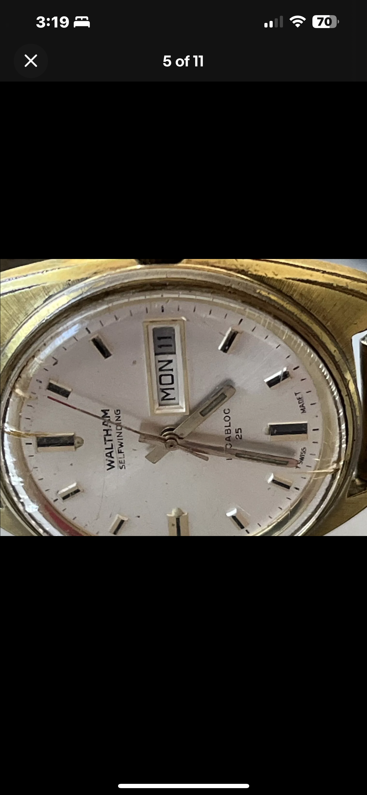 #1170 Dexter TV show watch vintage WALTHAM Automatic SELFWINDING DAY DATE Incabloc 25 jewls swiss made