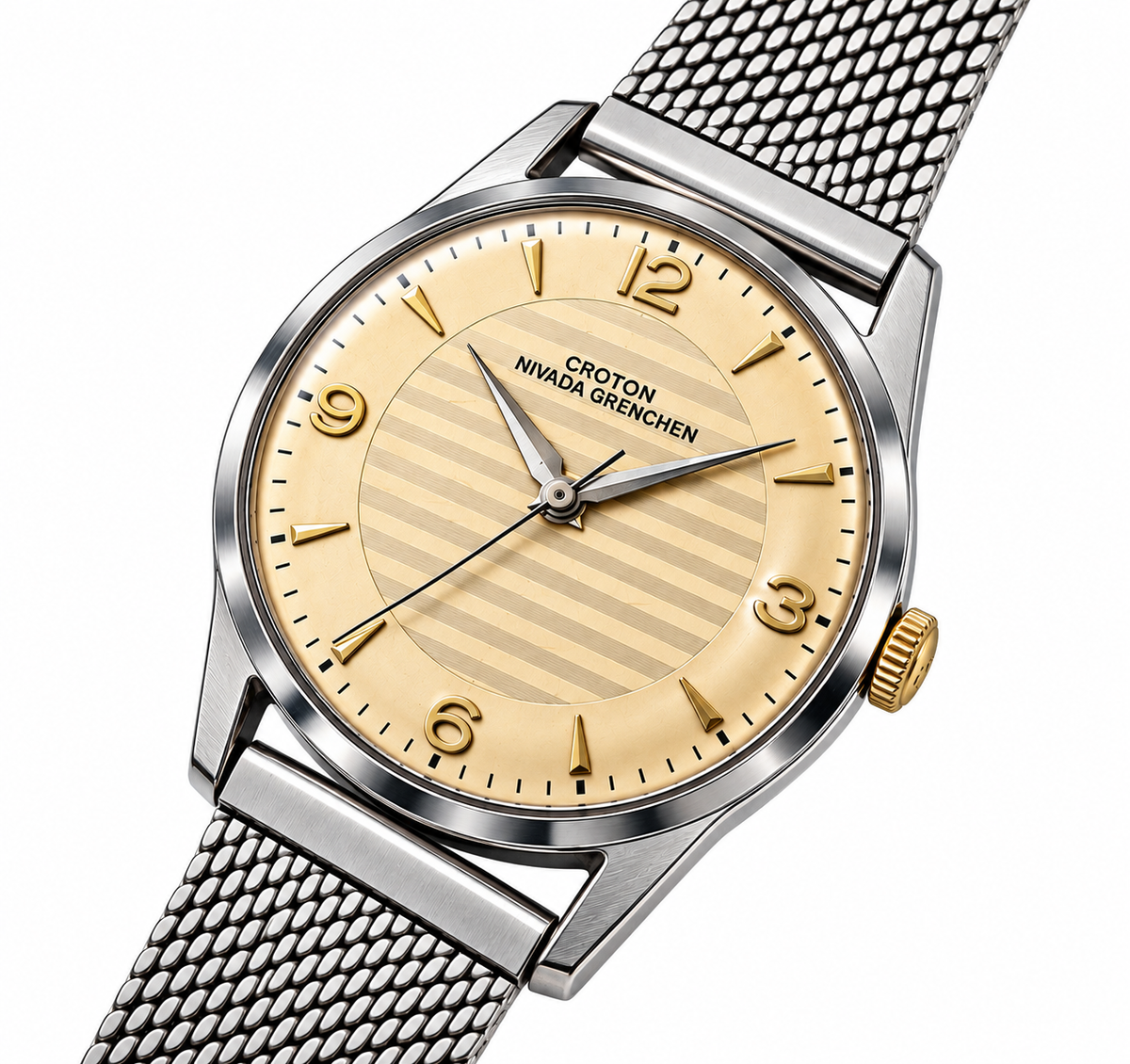 Ultra Thin Vintage Croton Aquamatic Nivada Grenchen Swiss 17-Jewel Mechanical Men’s Watch – Rare inventory # 1184