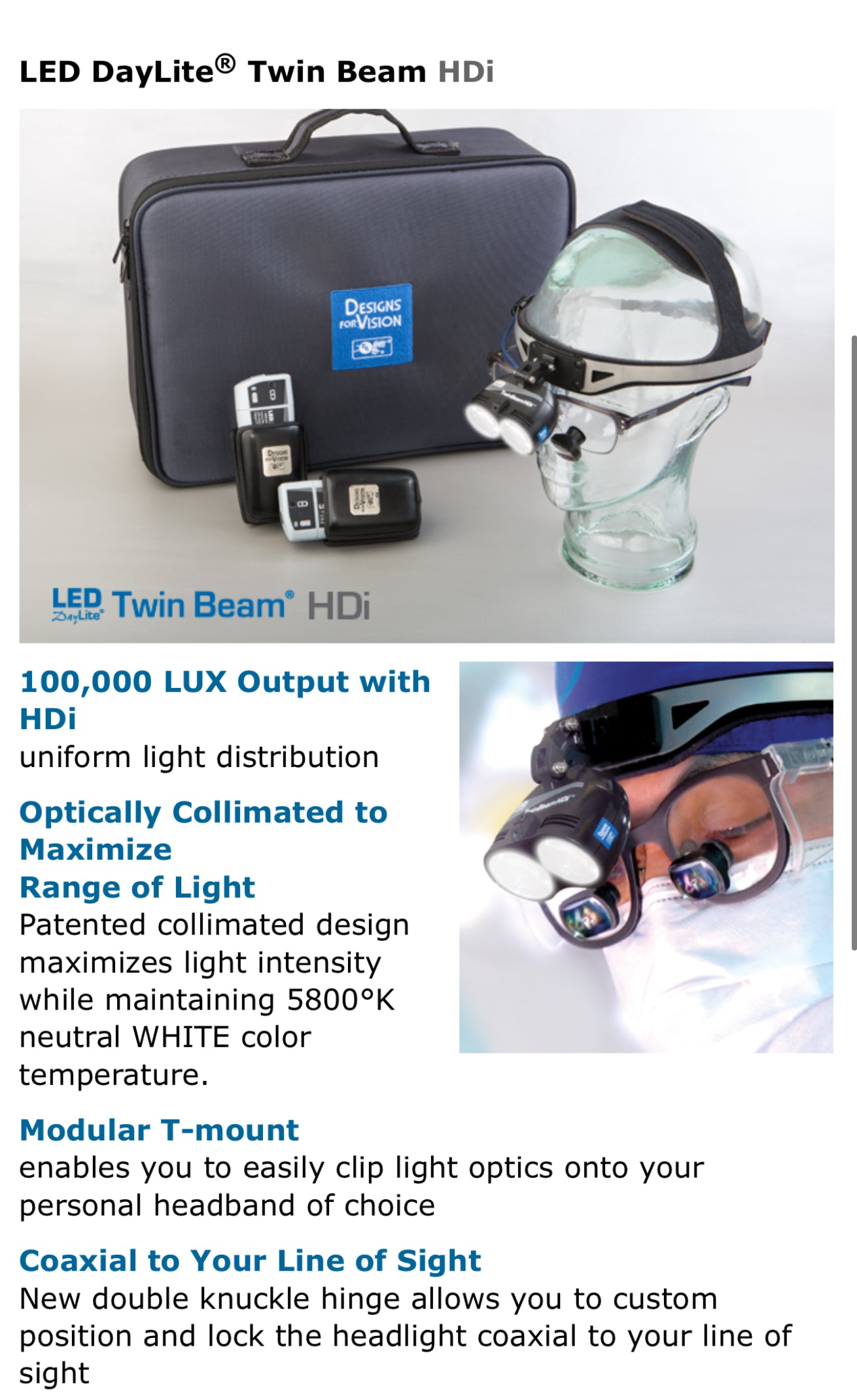 Design for vision LED DayLite' HDi™ Dental High Density100,000. Lux 140000 Lux