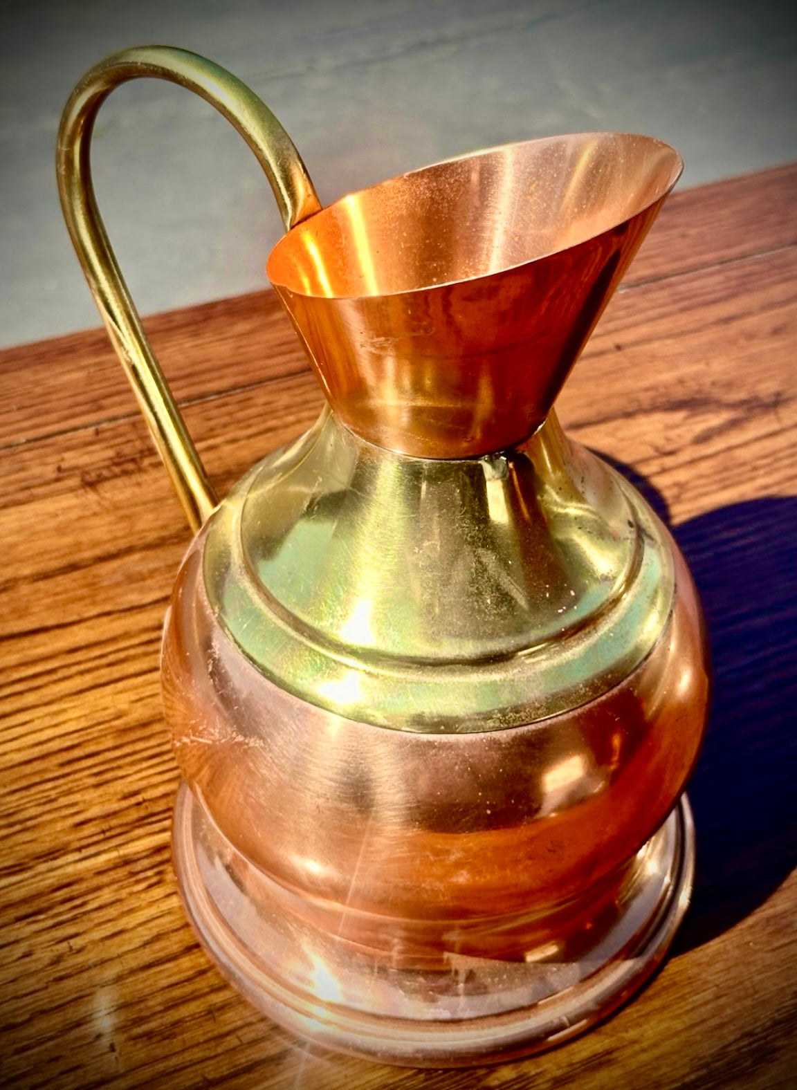 Vintage Copper Pitcher with Brass handle unique and rare design