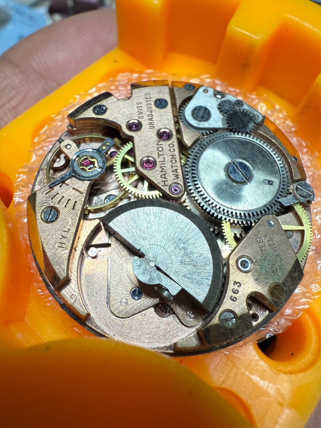 M# 1417 hamilton Thinomatic movemnet only with dial and hands working