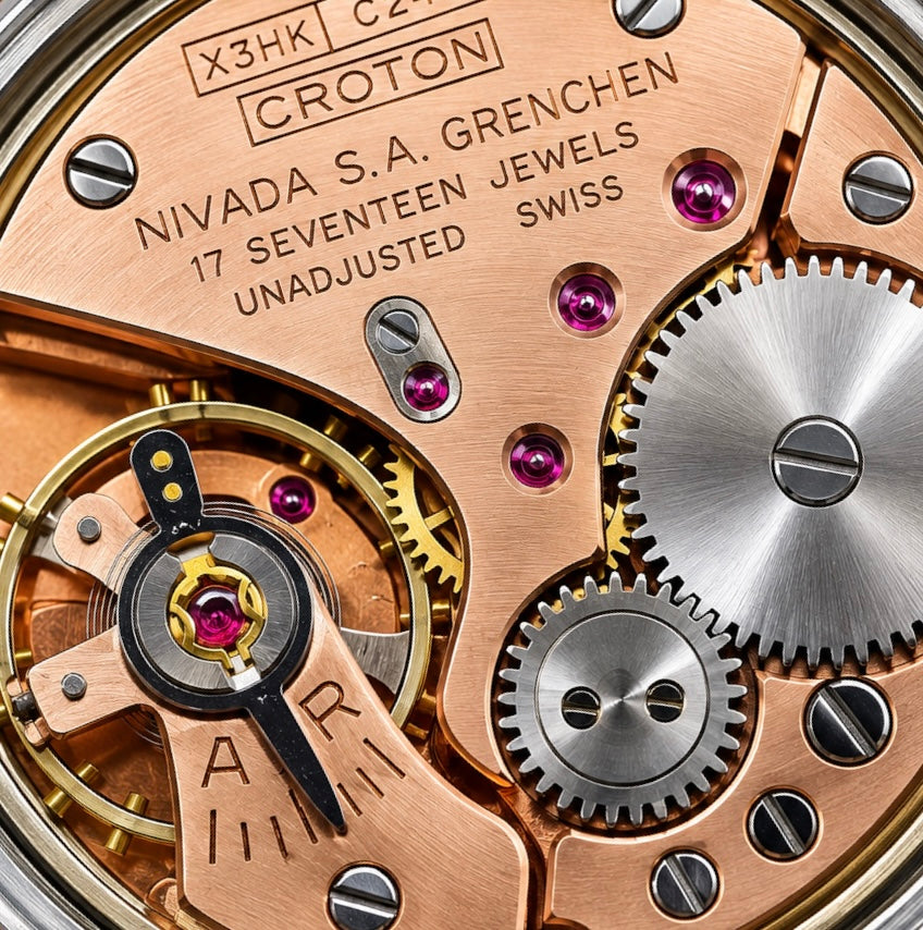 Ultra Thin Vintage Croton Aquamatic Nivada Grenchen Swiss 17-Jewel Mechanical Men’s Watch – Rare inventory # 1184