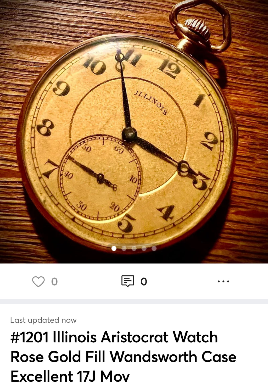 #1201 Illinois Aristocrat Watch Rose Gold Filled Wandsworth Case Excellent 17J Movement wedding gift watch