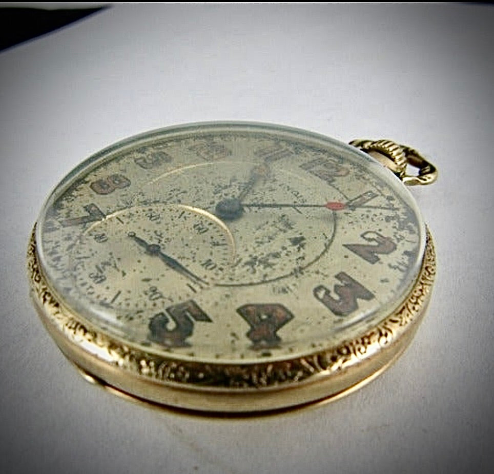 #983 14k GOLD filled 17J POCKET WATCH Illinois 12s "THE AUTOCRAT" Wadsworth WORKS