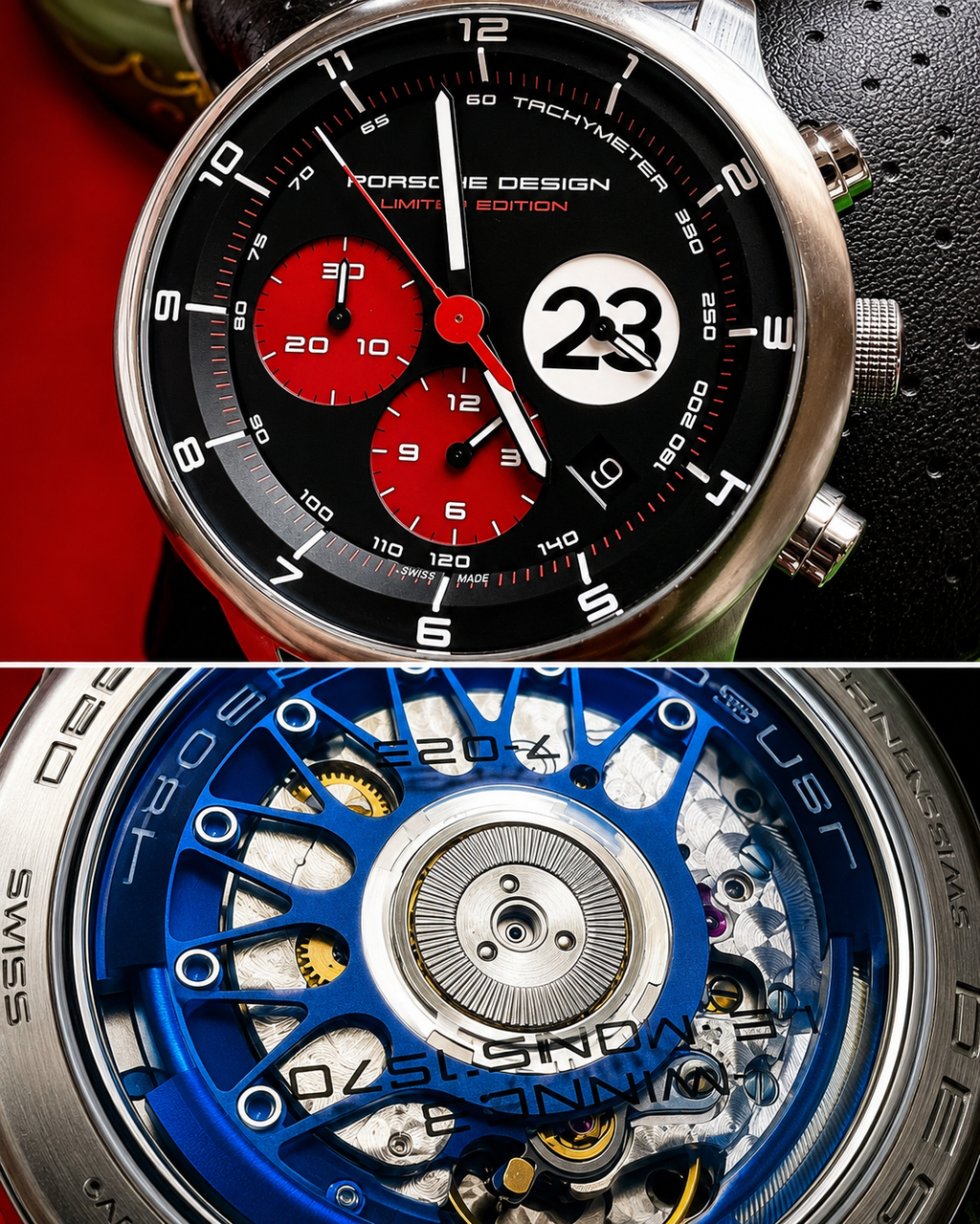 #616 Porsche Design P6612 Dashboard Chronograph Limited Edition Titanium Swiss Automatic case 42mm Lugs 22mmHighly Collectable Titanium watch car 23 winner of 1970 Lemont