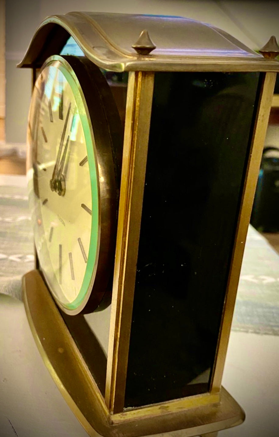 125. Beautiful 1950s Brass Clock Junghans ELECTORA  Made in Germany