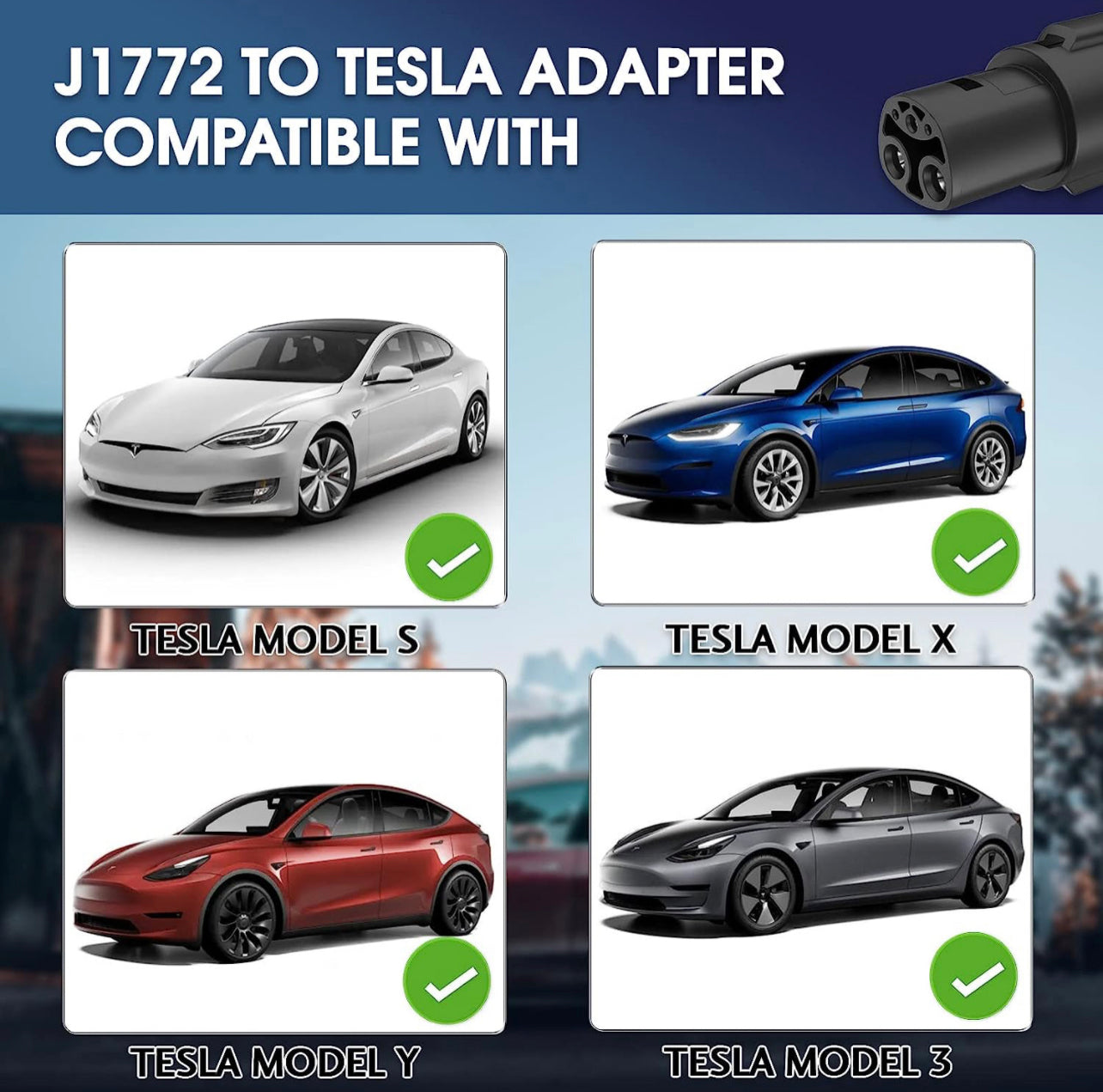 J1772 to Tesla Charging Adapte 80 Amp / 240 AC-Compatible with SAE J1772 Charger Only for Tesla Owners]