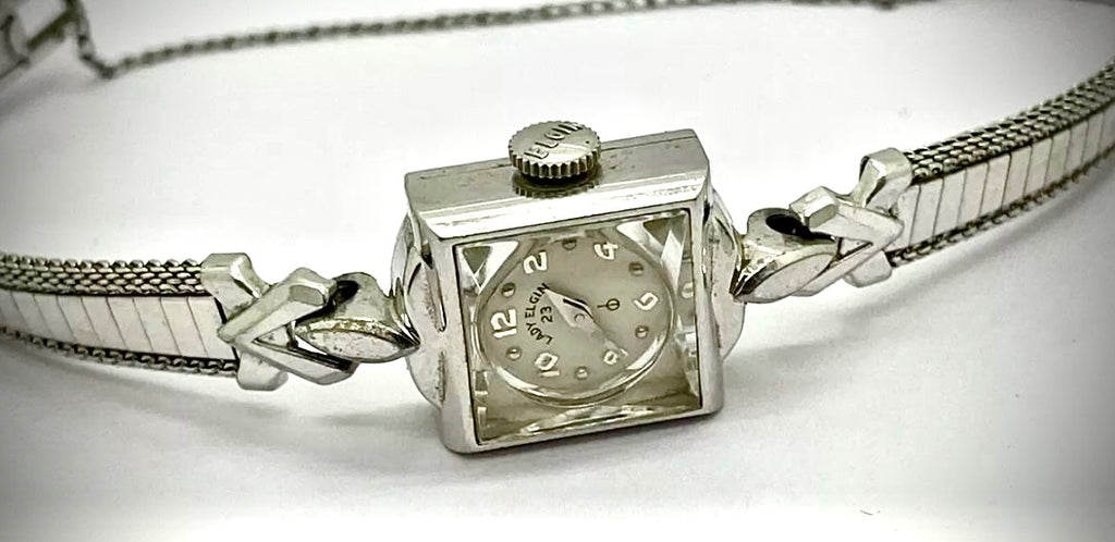 #943 LADY ELGIN WATCH VINTAGE 740 23 JEWELS 10K White Gold Filled serviced