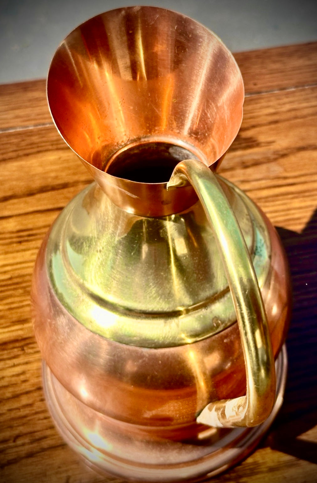 Vintage Copper Pitcher with Brass handle unique and rare design