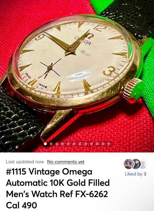 #1115 Vintage Omega Automatic 10K Gold Filled Men's Watch Ref FX-6262 Cal 490 EXcellent running condition