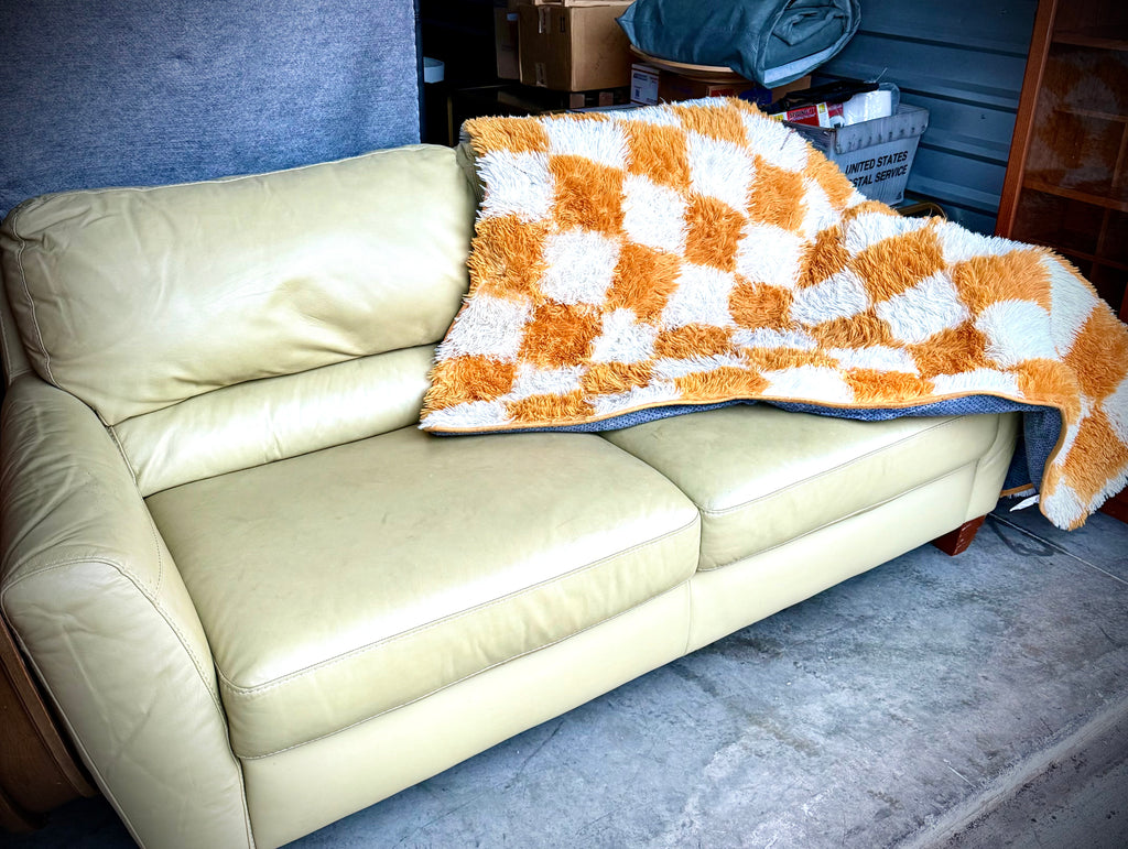 Sofa leather two 3 quater seater  Italian Leather Beige color couch