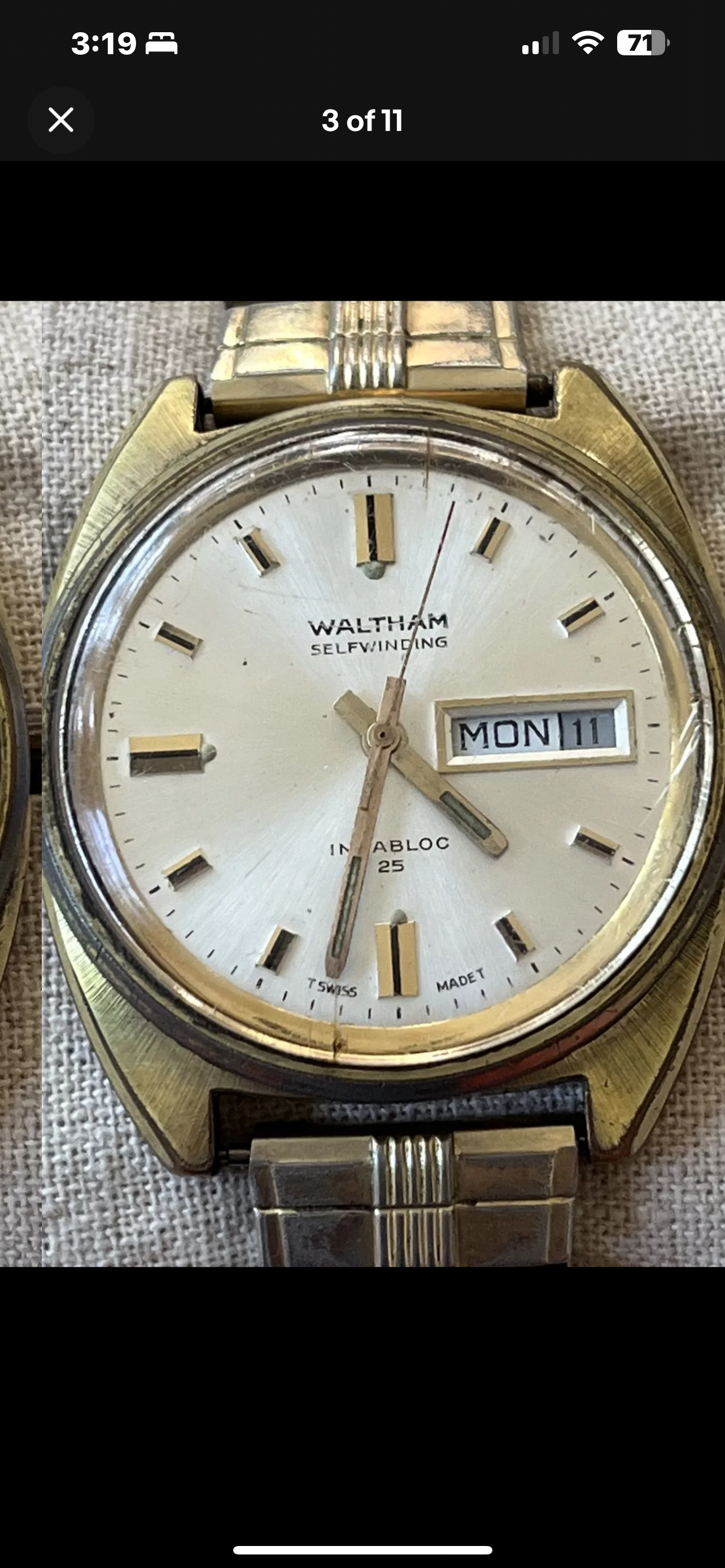 #1170 Dexter TV show watch vintage WALTHAM Automatic SELFWINDING DAY DATE Incabloc 25 jewls swiss made