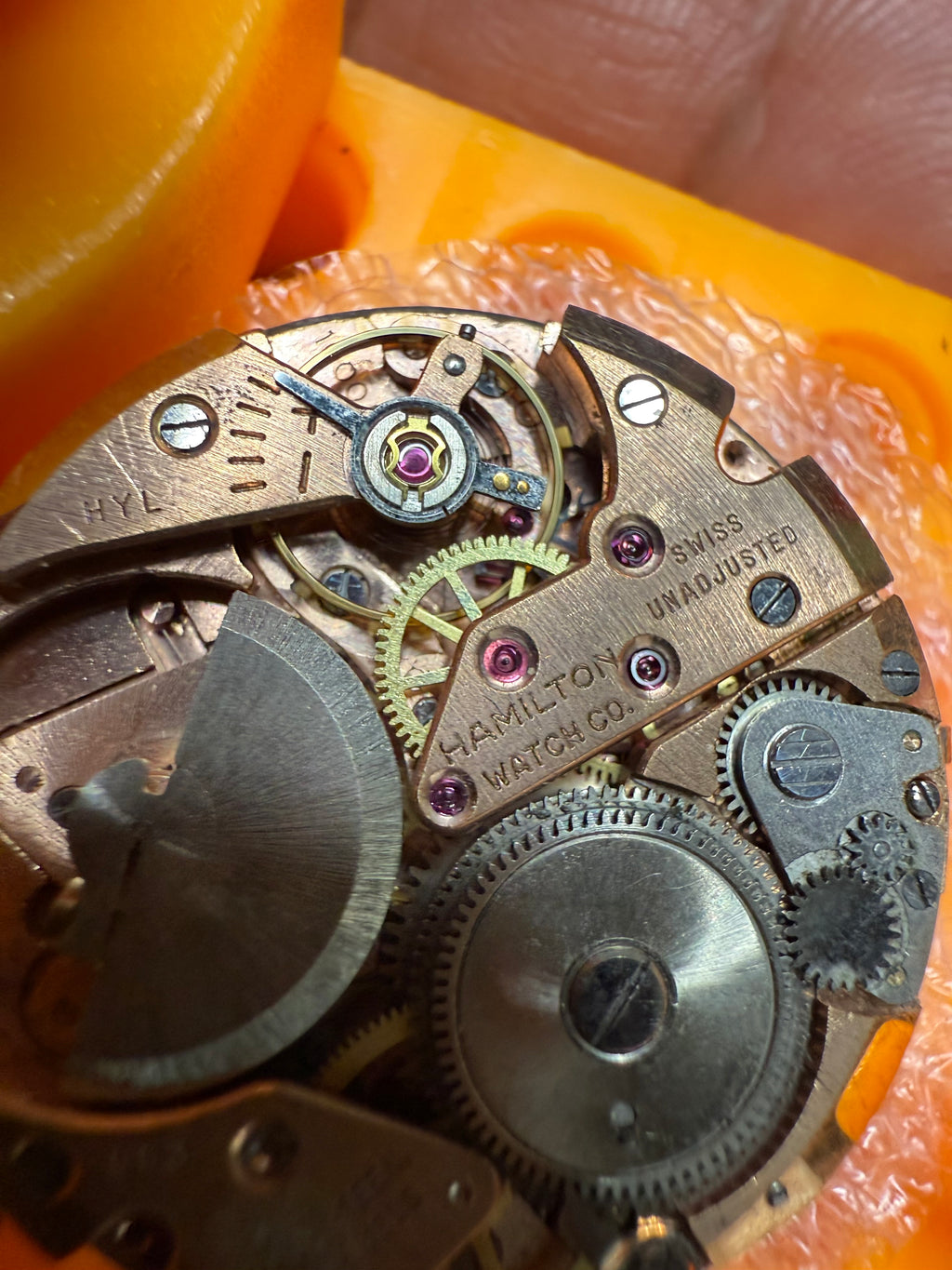 M# 1417 hamilton Thinomatic movemnet only with dial and hands working