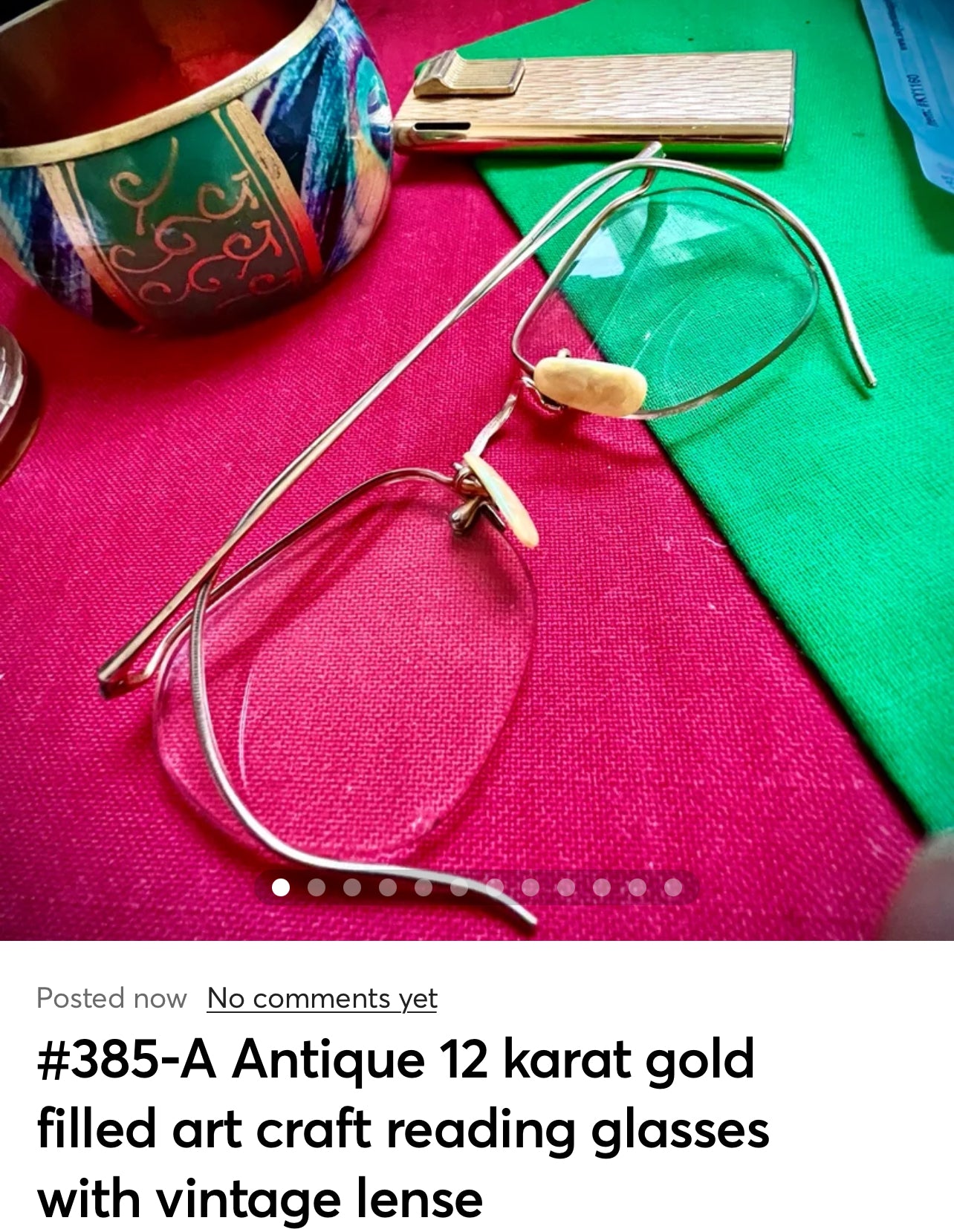 #385-A ANTIQUE 1/10-12K GF PRESCRIPTION EYE GLASSES GOLD FILLED WITH ORIGINAL CASE young adult unisex