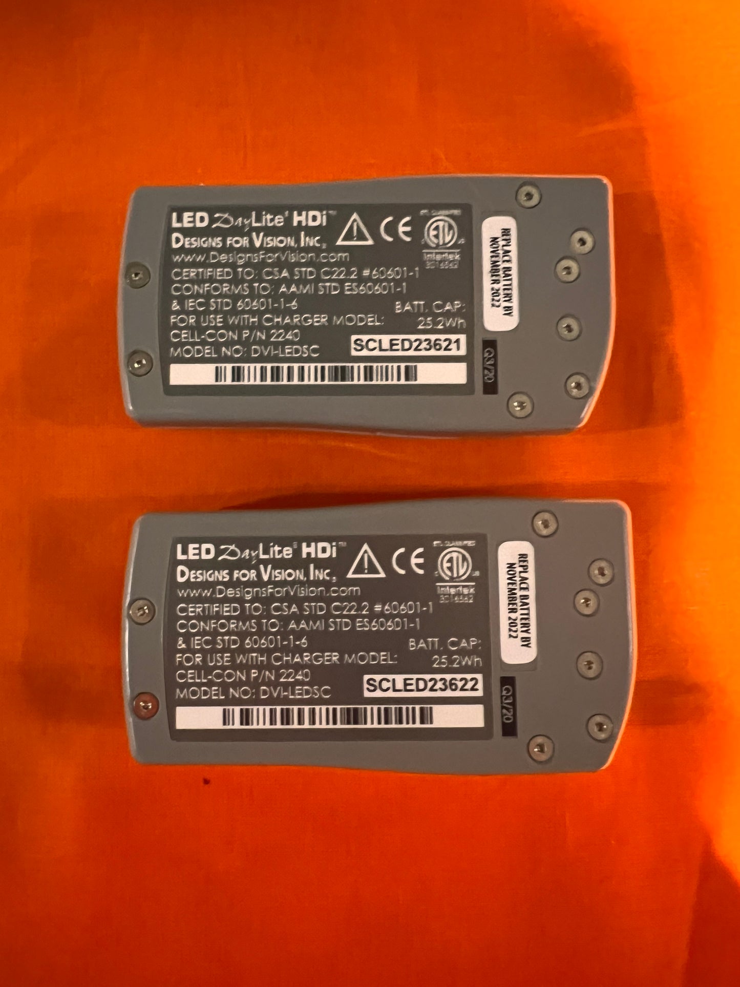 New TWO (2) Design for vision LED DayLite' HDi™ Dental surgical battery module 3 years warranty Reserved for Julian in Columbia sold