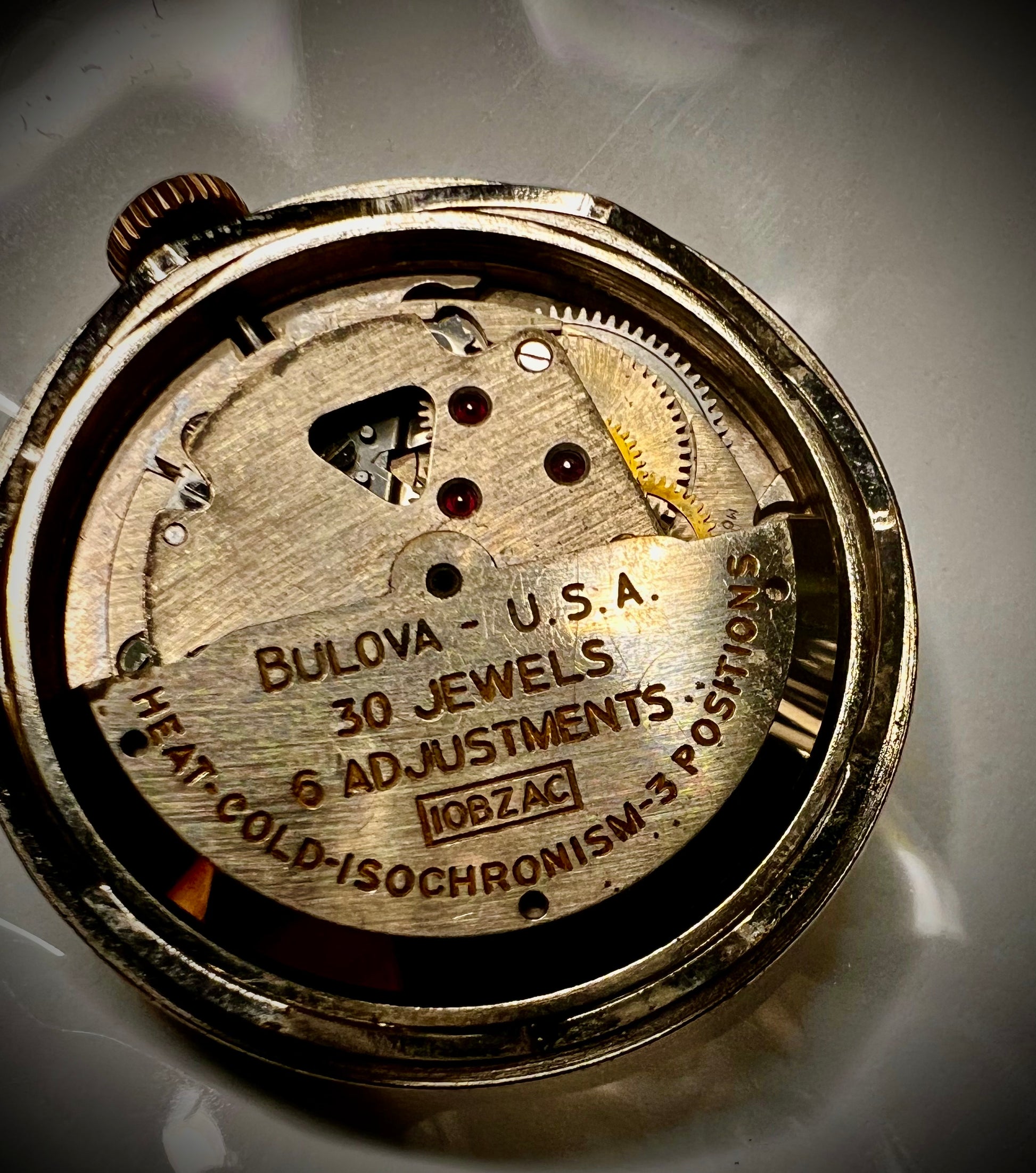 #365M Vintage BULOVA cal 10 BZAC selfwinding wrist watch movemnet for Parts or not working