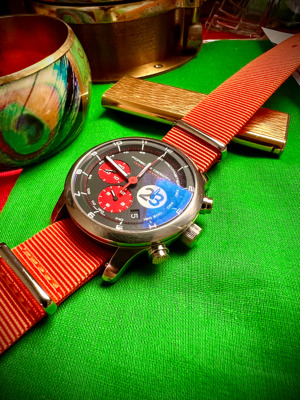 #616 Porsche Design P6612 Dashboard Chronograph Limited Edition Titanium Swiss Automatic case 42mm Lugs 22mmHighly Collectable Titanium watch car 23 winner of 1970 Lemont