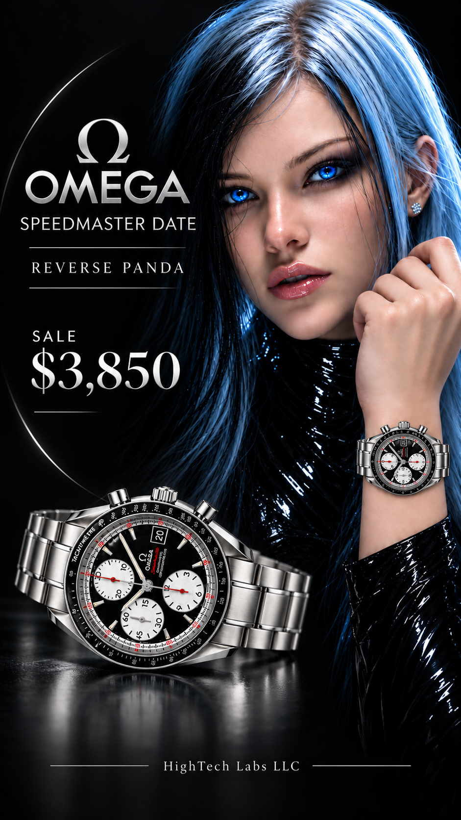#1011 Omega Speedmaster Date 3210.51.00 Automatic Chronometer Reverse Panda Black Dial 40mm Swiss Watch