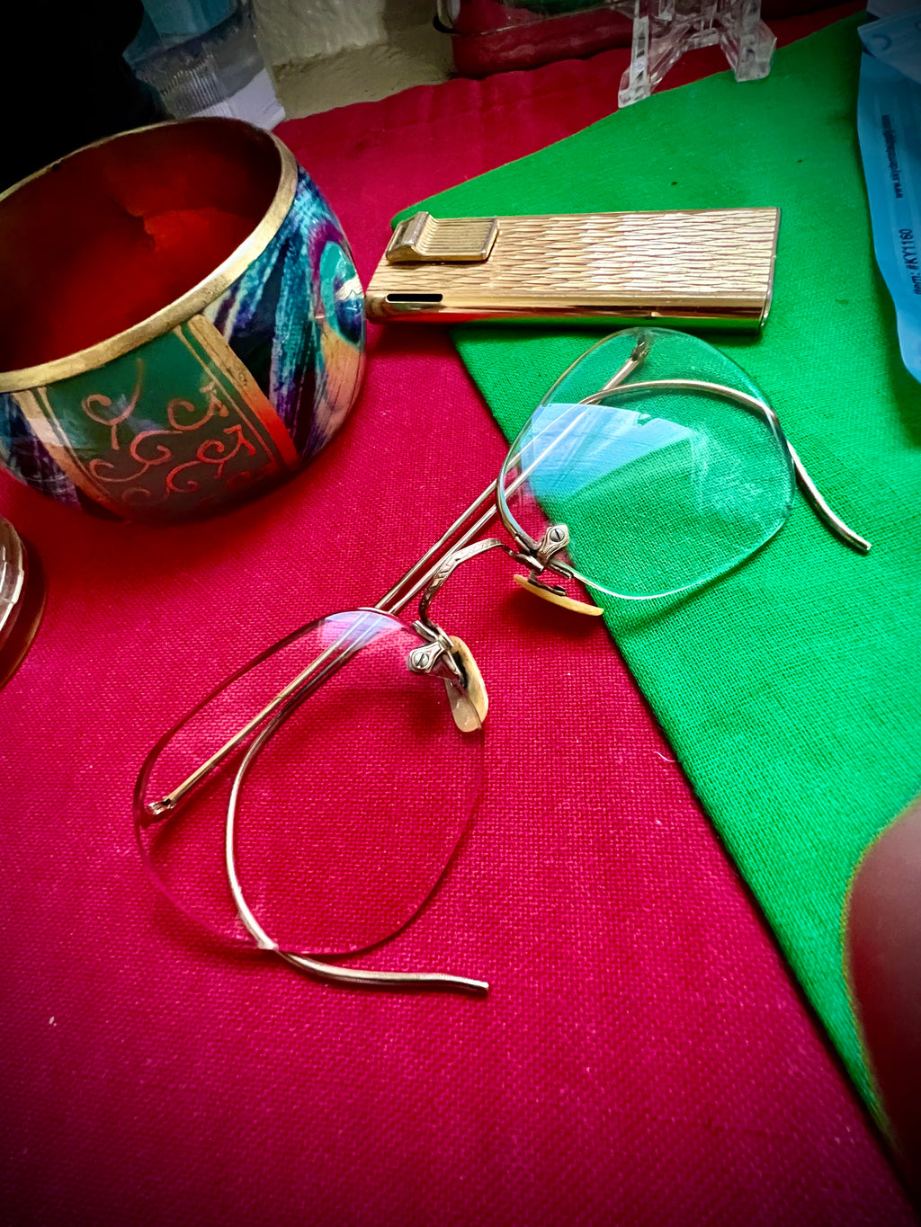 #385-A ANTIQUE 1/10-12K GF PRESCRIPTION EYE GLASSES GOLD FILLED WITH ORIGINAL CASE young adult unisex