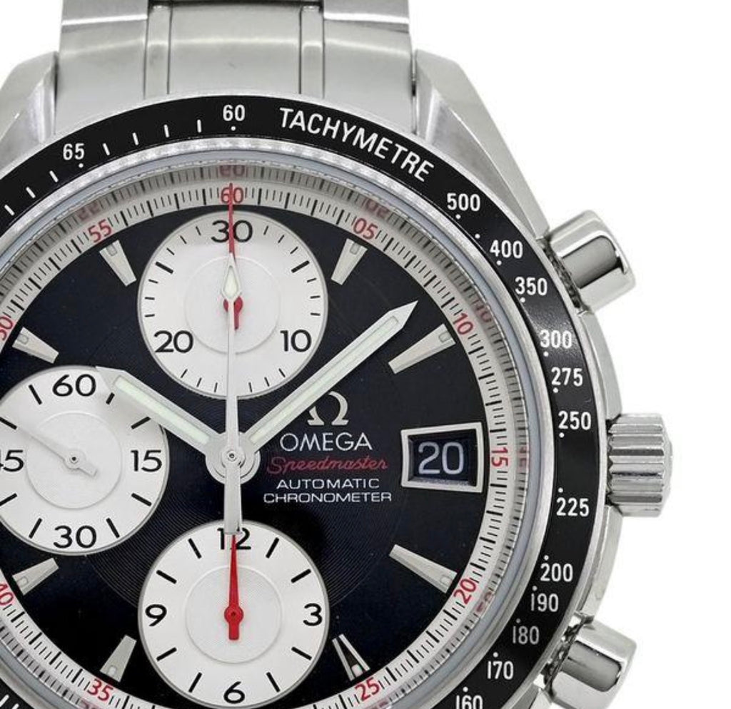 #1011 Omega Speedmaster Date 3210.51.00 Automatic Chronometer Reverse Panda Black Dial 40mm Swiss Watch
