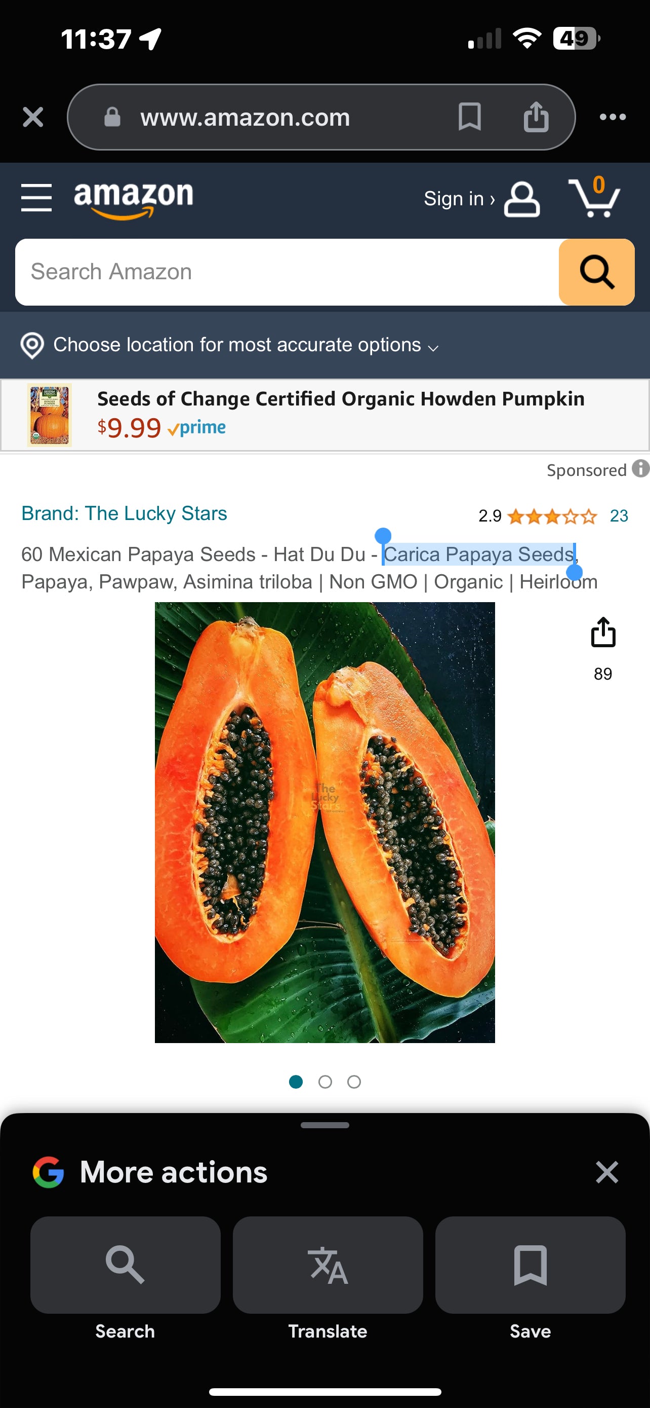 Papaya seeds qty 5