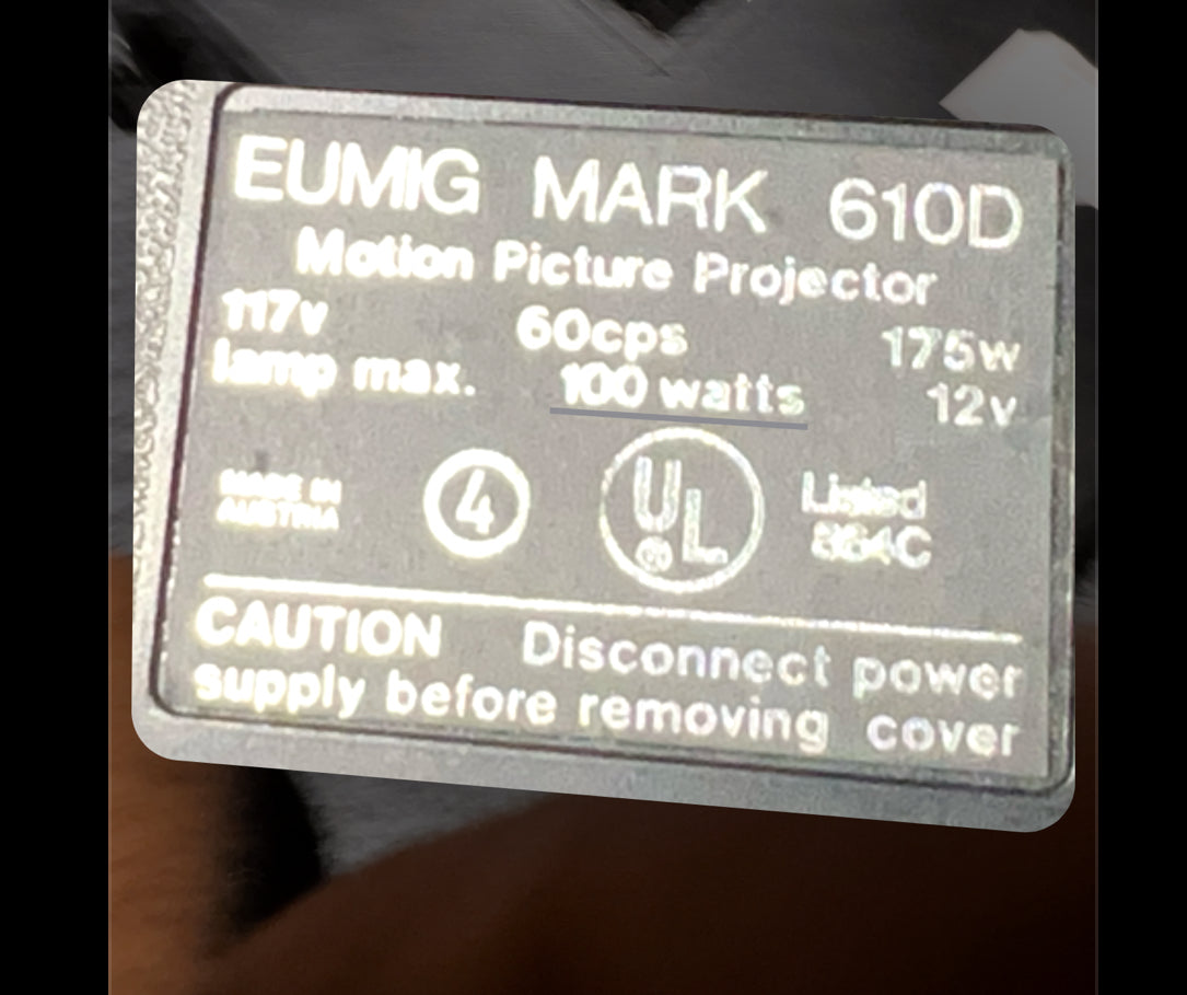 Eumig Mark 610D Film Movie Motion Picture film Projector For Parts or repair