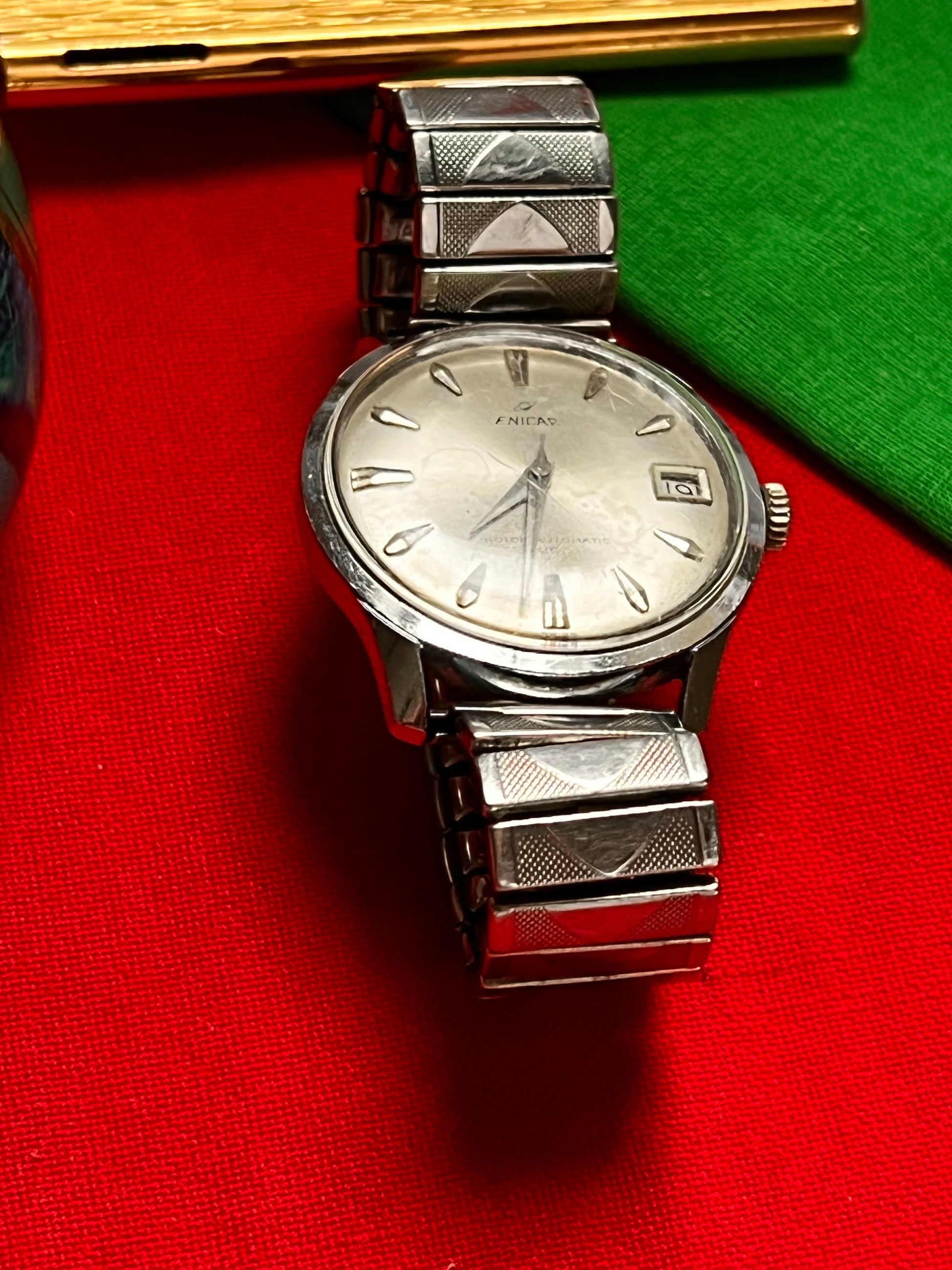#212 Vintage Enicar Ultrasonic Automatic 25 Jewel Swiss Watch Ref 125/001 Signed Crown