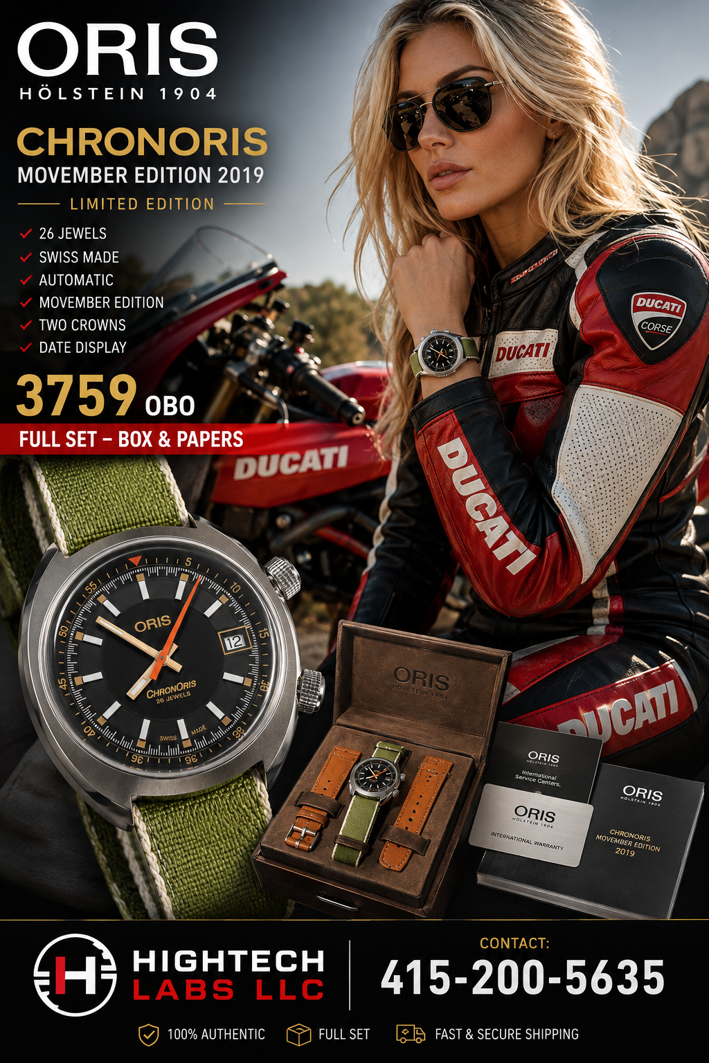 ORIS Chronoris Movember Edition 2019 – Calibre 733 – Full Set – Brand New – Ref. 01 733 7737 4034 inventory # 618