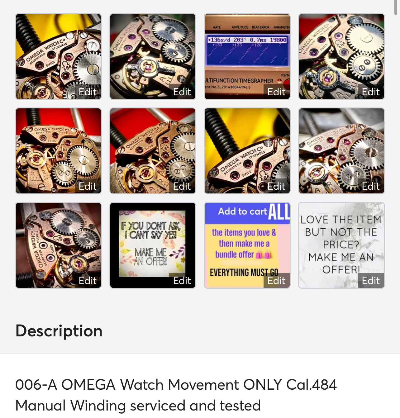 006-A OMEGA Watch Movement ONLY Cal.484 Manual Winding serviced and tested