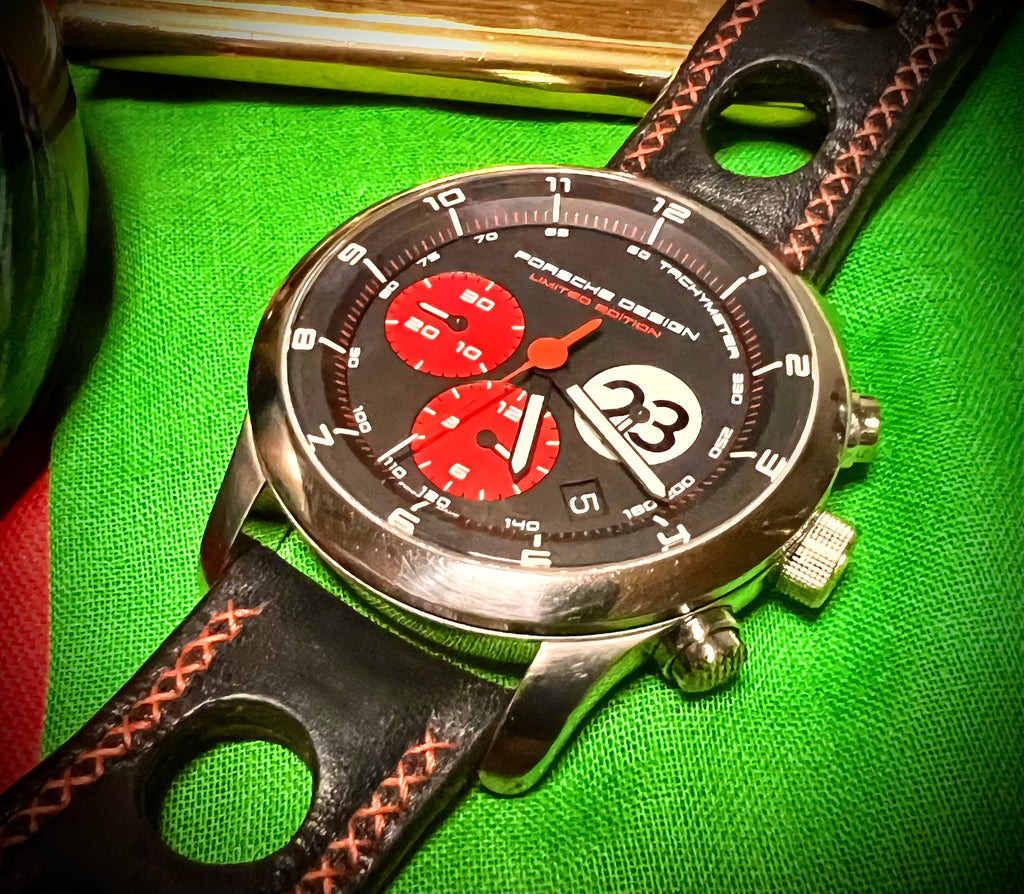 #616 Porsche Design P6612 Dashboard Chronograph Limited Edition Titanium Swiss Automatic case 42mm Lugs 22mmHighly Collectable Titanium watch car 23 winner of 1970 Lemont