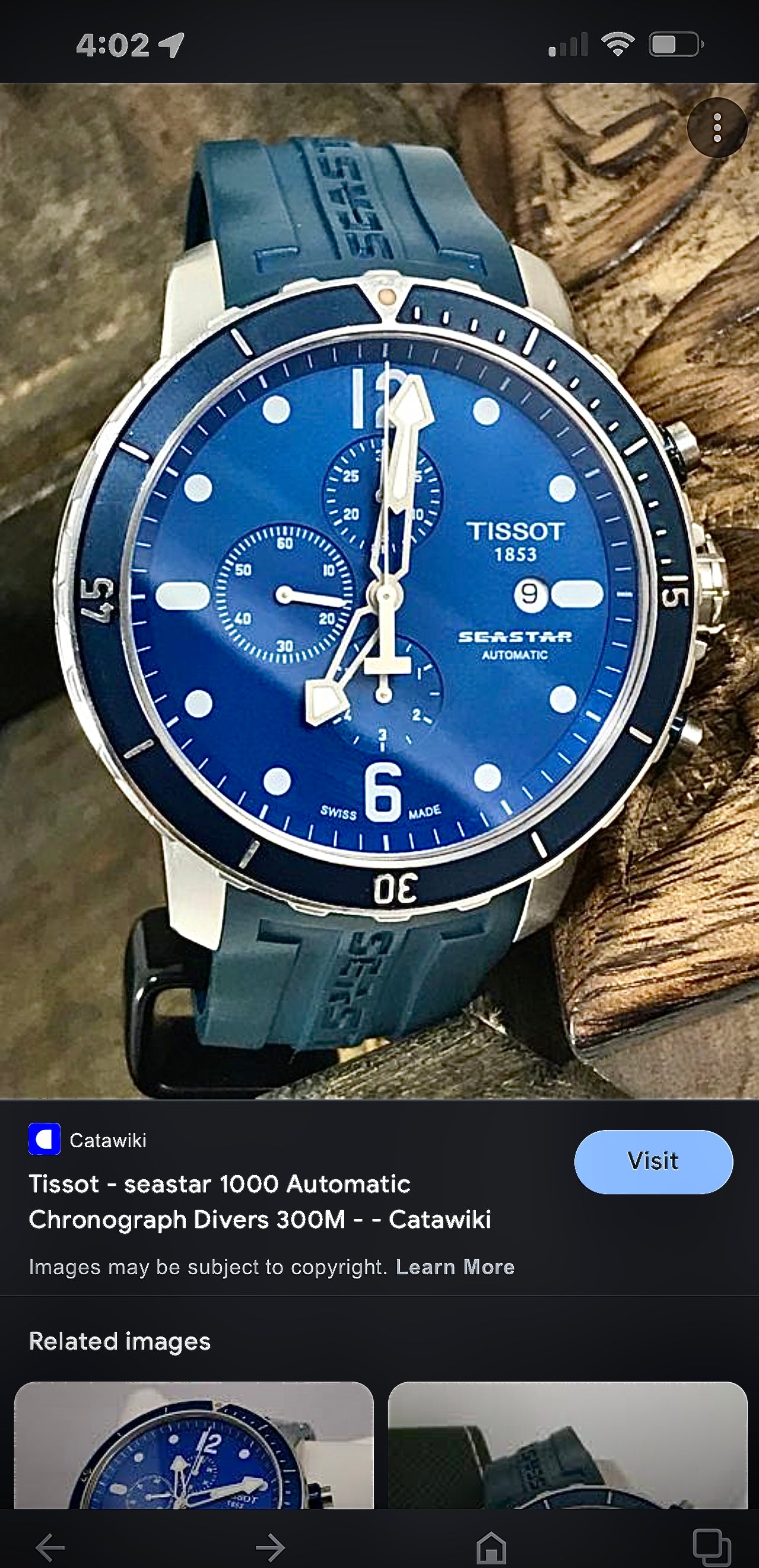 #619 TISSOT SEASTAR T066427A AUTOMATIC CHRONOGRAPH DIVER BLUE MEN'S WATCH 48MM