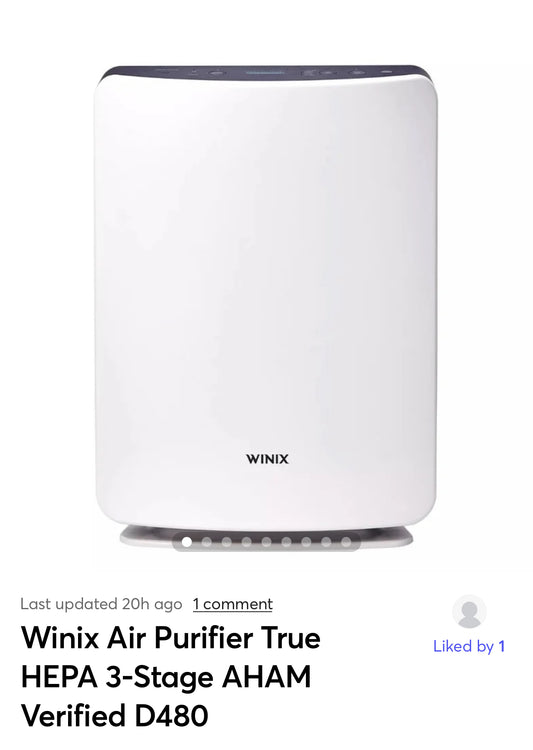 Winix Air Purifier True HEPA 3-Stage AHAM Verified D480