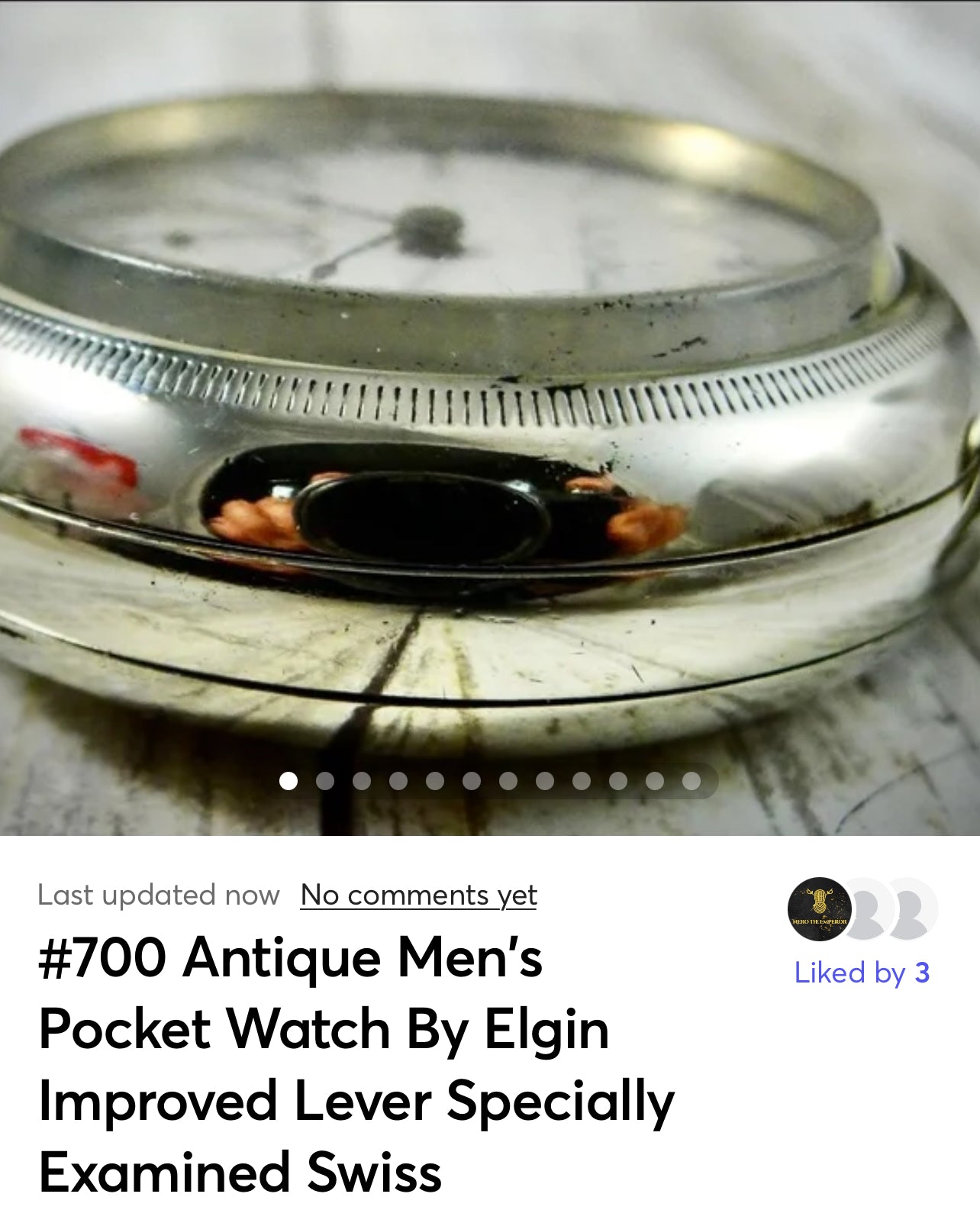 #700 Antique Men's Pocket Watch  By Elgin For Repair Or Parts