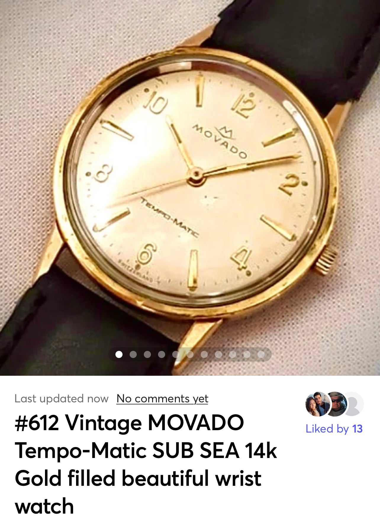 #612 Vintage MOVADO Tempo-Matic SUB SEA 14k Gold filled Watch