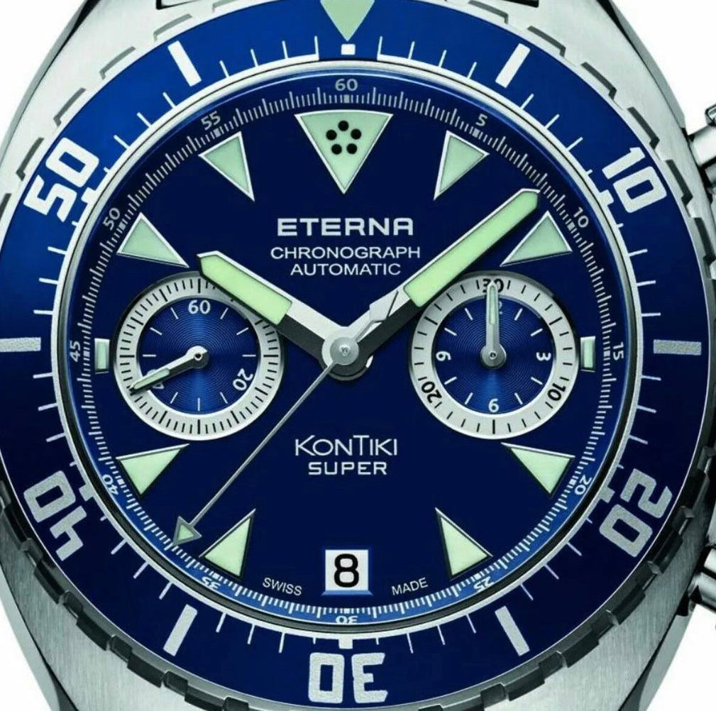 #736 Eterna Chronograph 200 meter ref: 7770.41.49.1718 Swiss Made