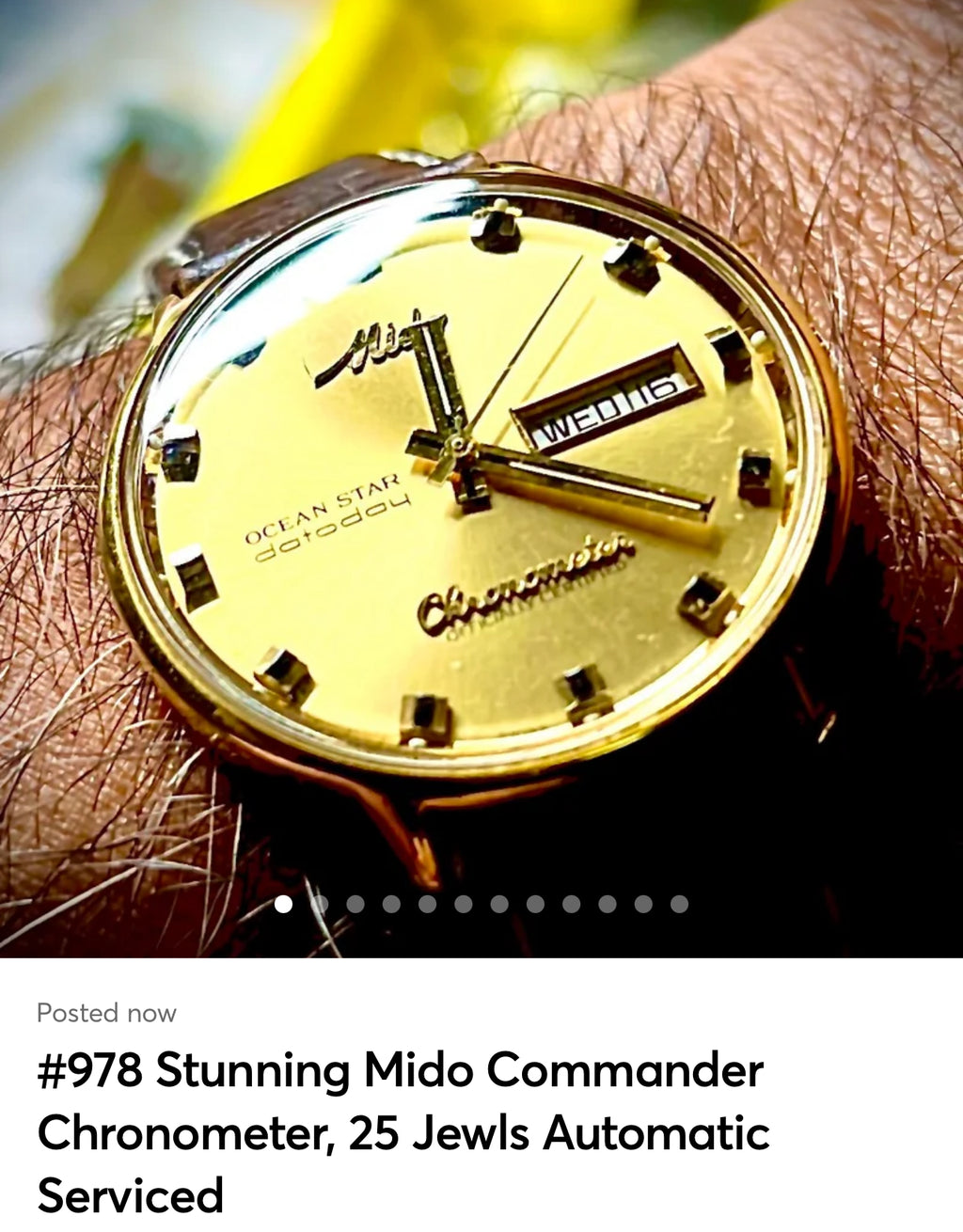 #978 Vintage Mido Commander Chronometer, 25 Jewls Automatic Serviced