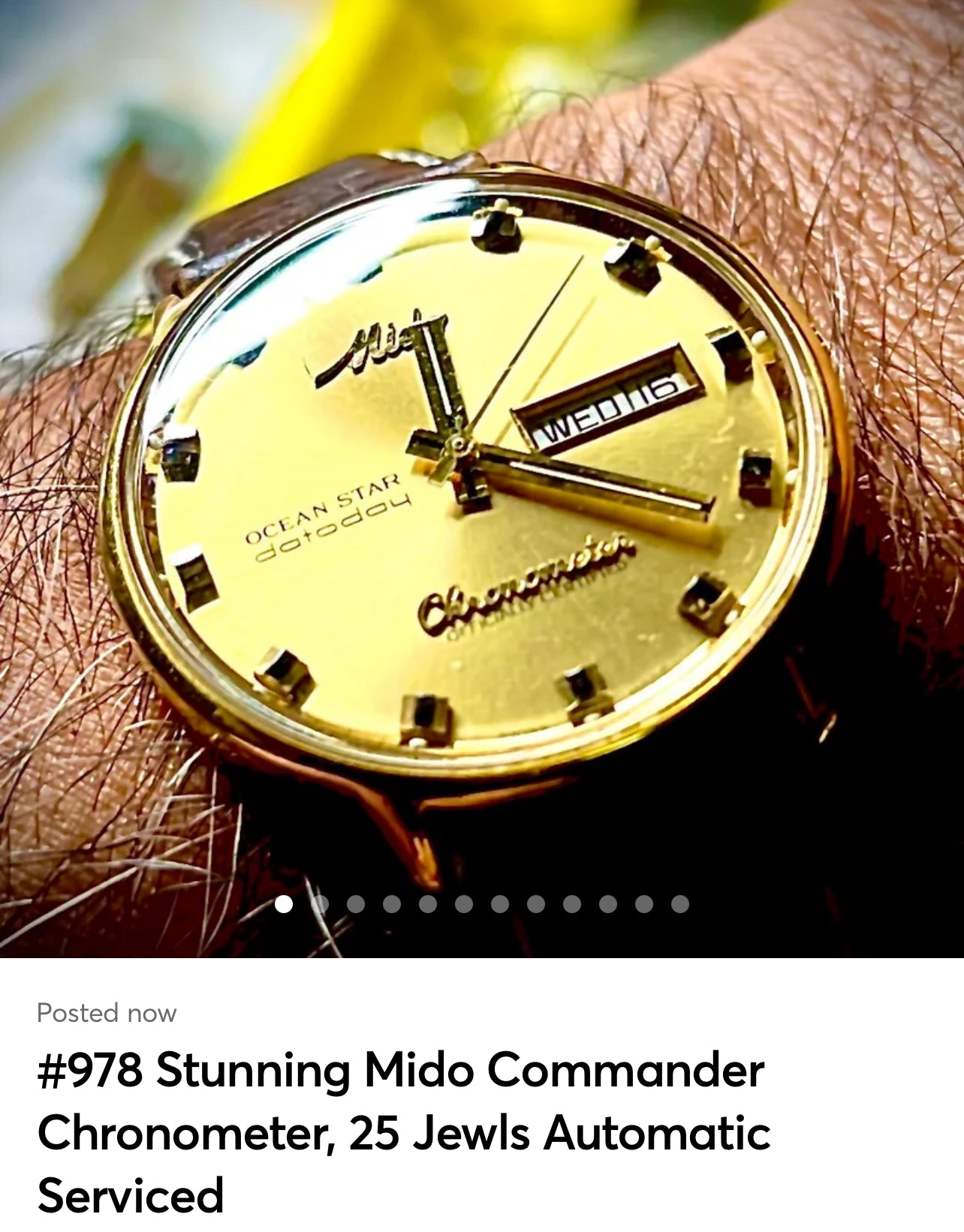 #978 Vintage Mido Commander Chronometer, 25 Jewls Automatic Serviced