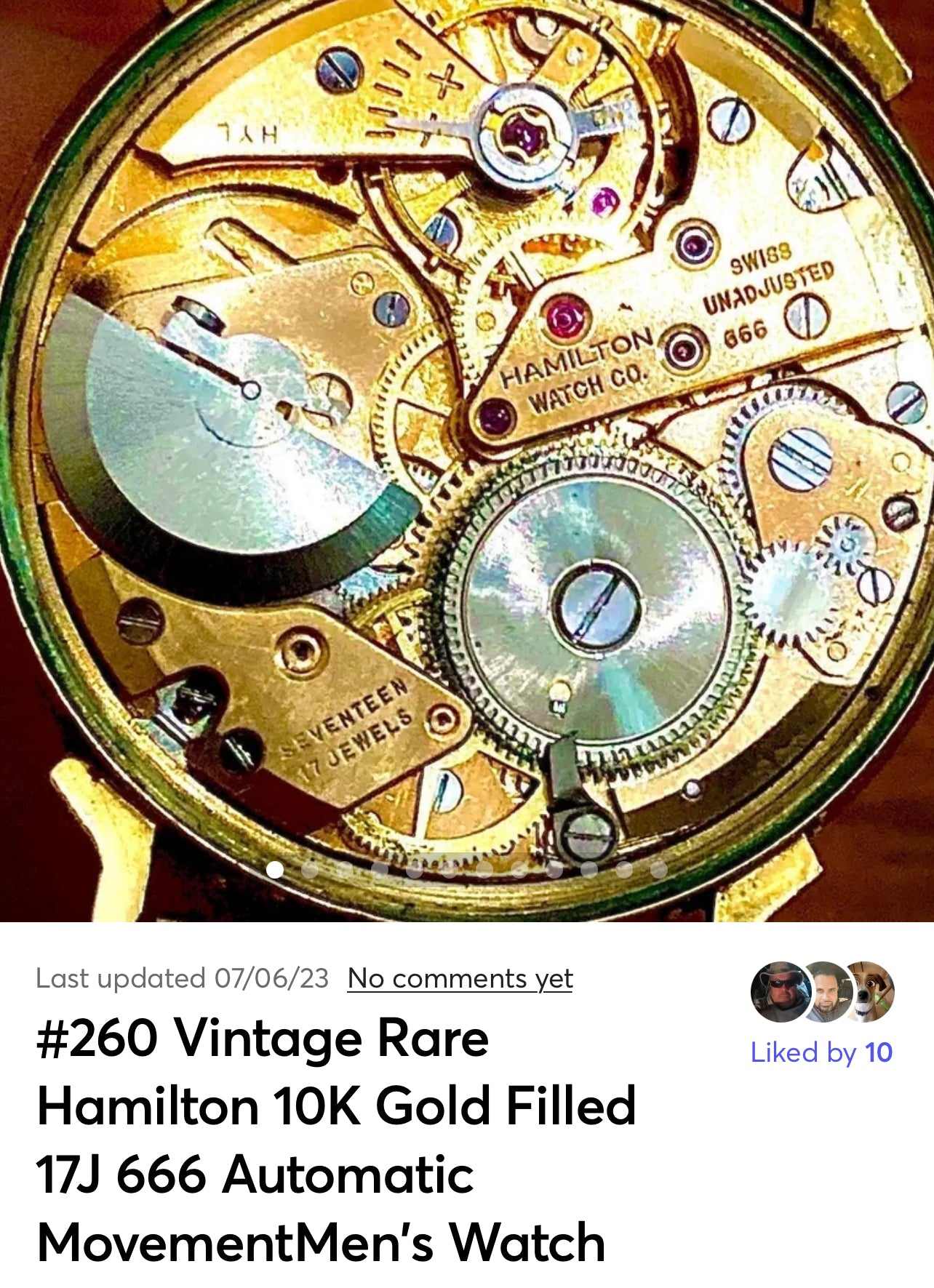 #260 Vintage Rare Hamilton 10K Gold Filled 17J 666 Movement Automatic Men's Watch