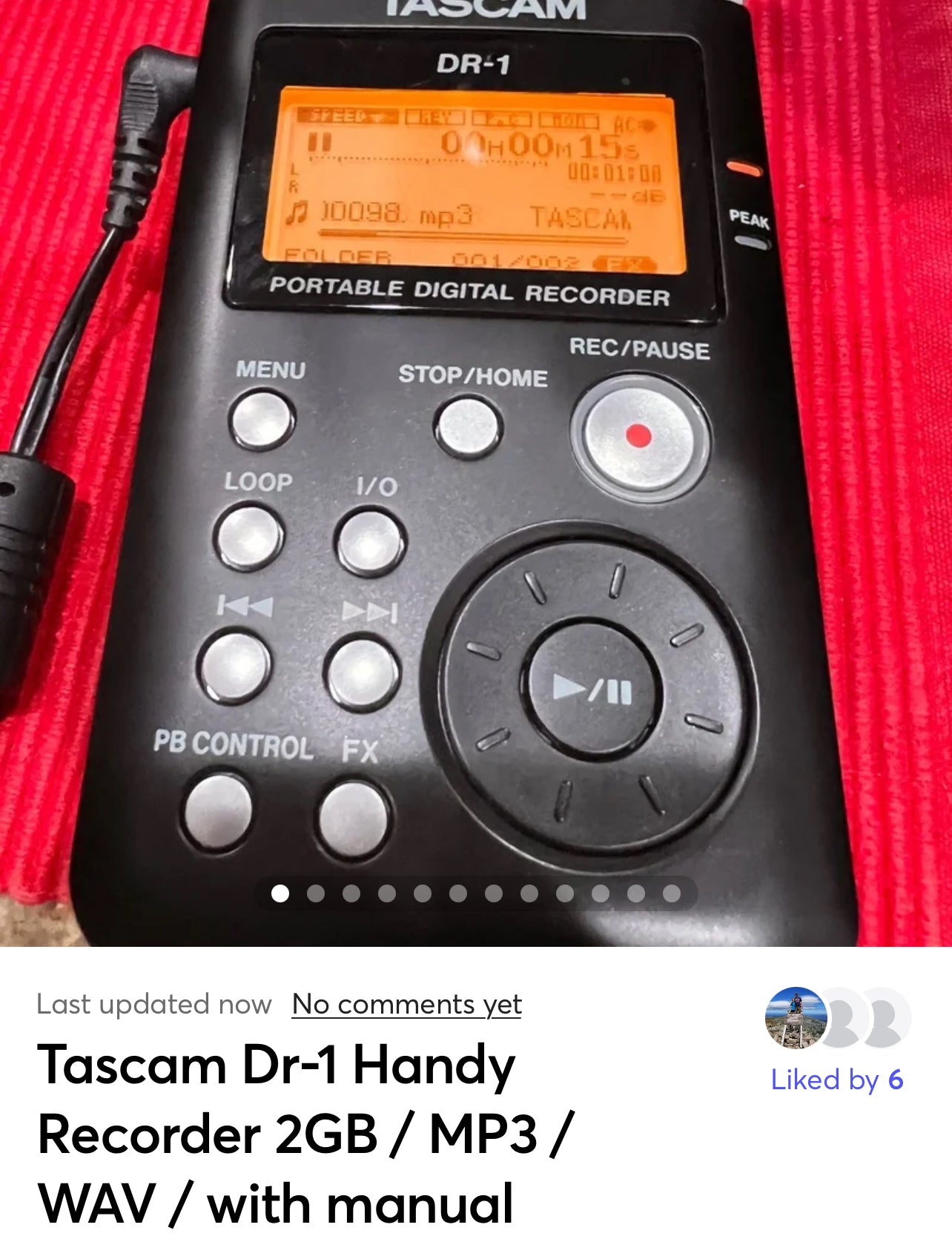 Tascam DR-1 Portable Digital Recorder w/ Battery MW3A3 Tascam Dr-1 Handy Recorder 2GB / MP3 / WAV / with manual