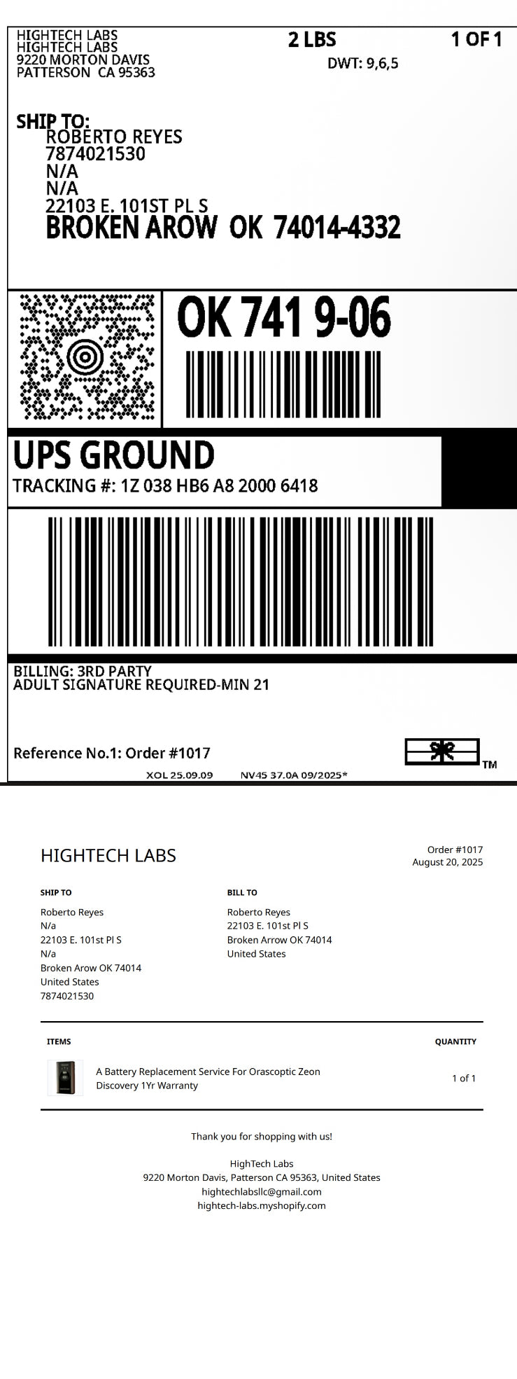 A Battery Replacement Service For Orascoptic Zeon Discovery 1Yr Warranty