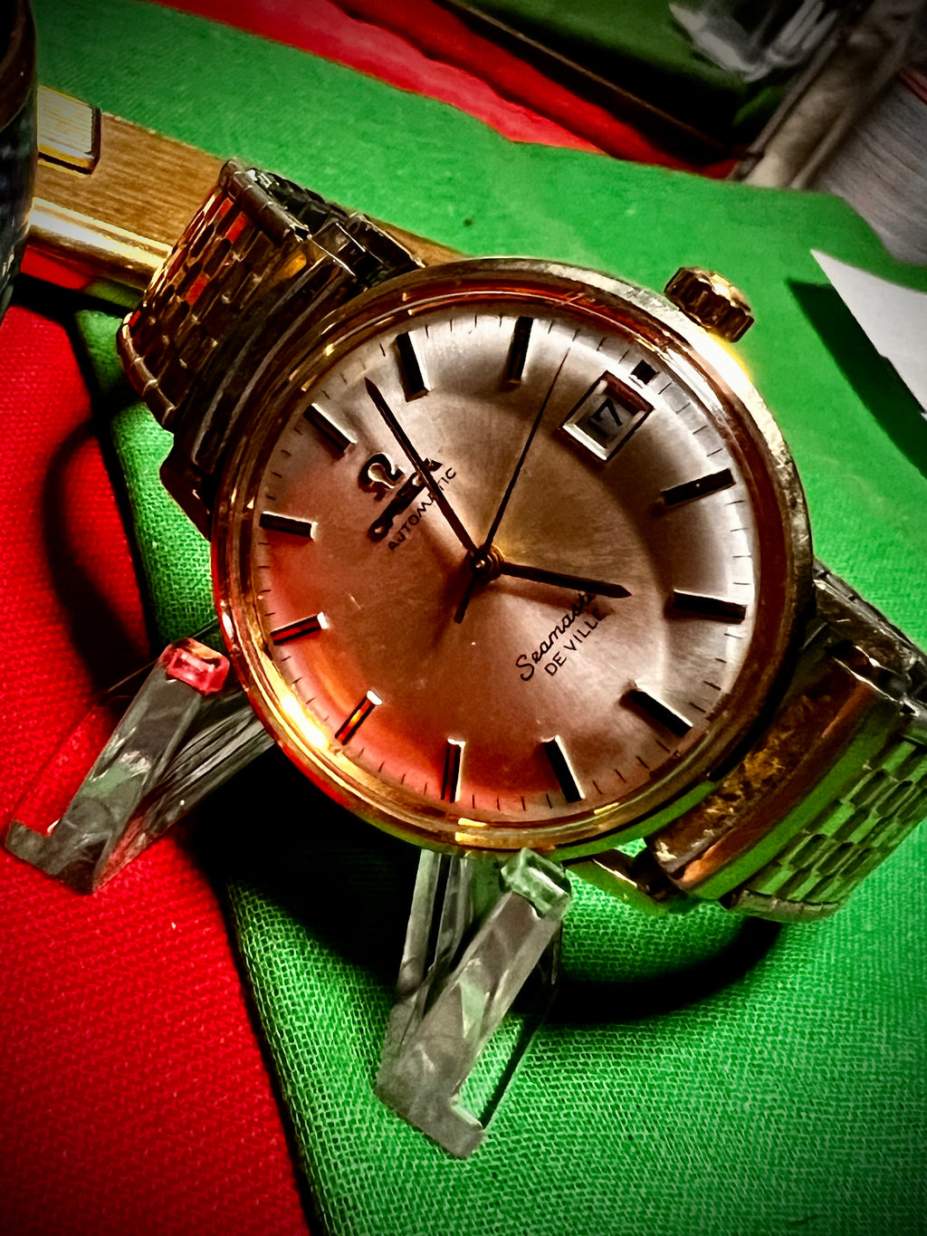 #1054 VINTAGE OMEGA Seamaster DEVILLE 14k gold filled Automatic Swiss Made