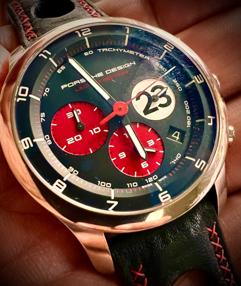#616 Porsche Design P6612 Dashboard Chronograph Limited Edition Titanium Swiss Automatic case 42mm Lugs 22mmHighly Collectable Titanium watch car 23 winner of 1970 Lemont