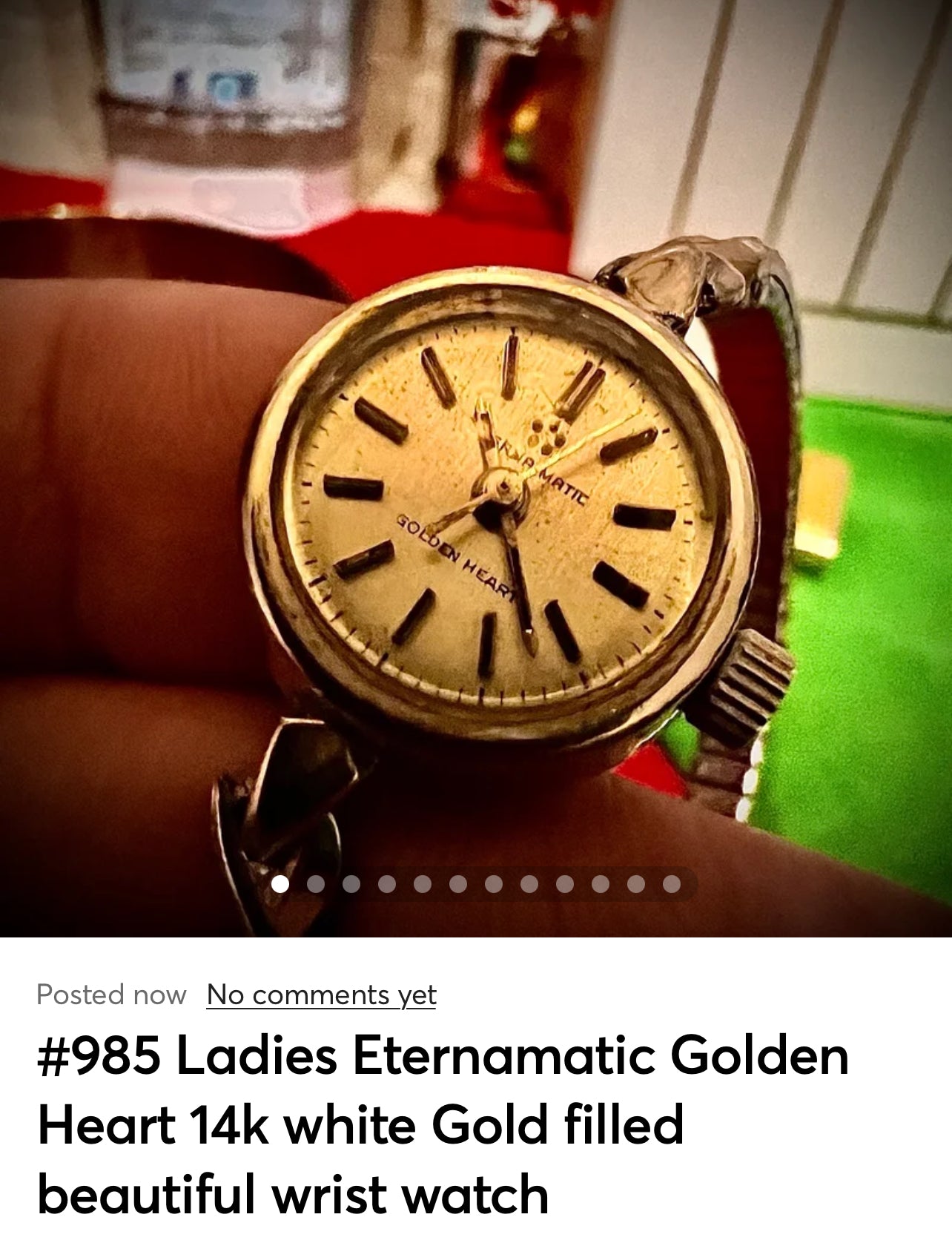 #985 VTG 1950's RUNNING WOMEN'S ETERNA MATIC GOLDEN HEART 14K GOLD FILLED WATCH