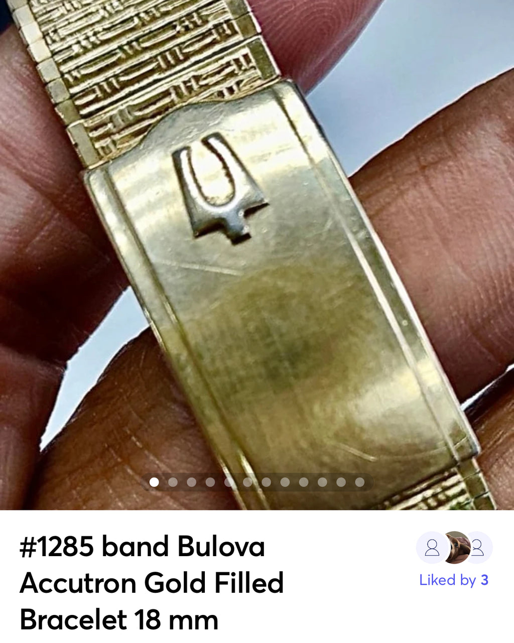 #1285 band Bulova Accutron Gold Filled Bracelet 18 mm