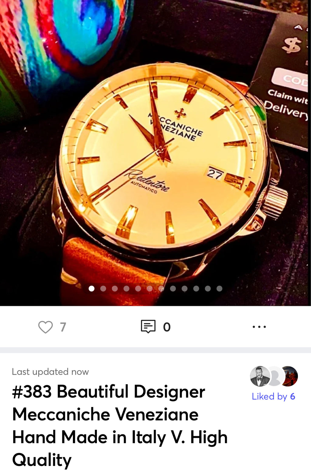 Sold #383 Reserved for  Carlos Beautiful Designer Meccaniche Veneziane Hand Made in Italy Very High Quality