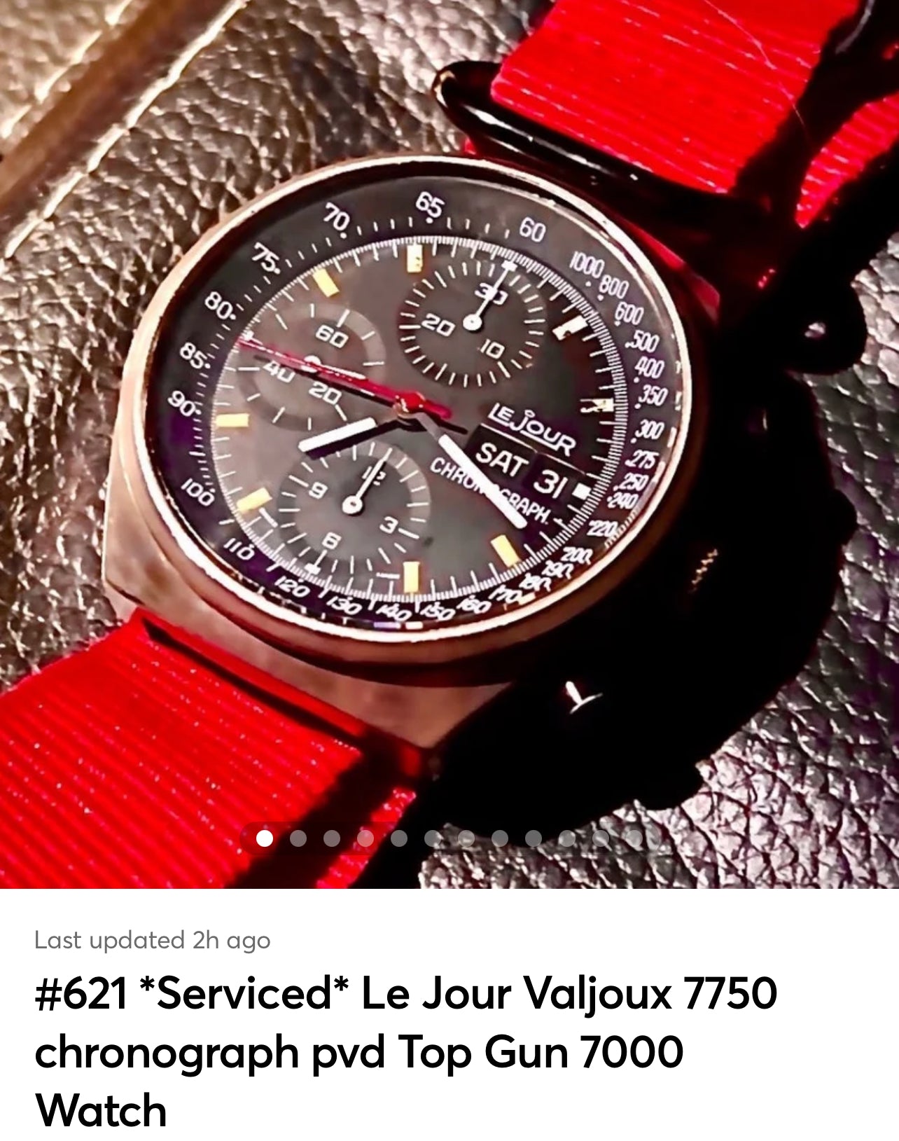 #621 Serviced Le Jour Valjoux 7750 chronograph pvd Top Gun 7000 Watch